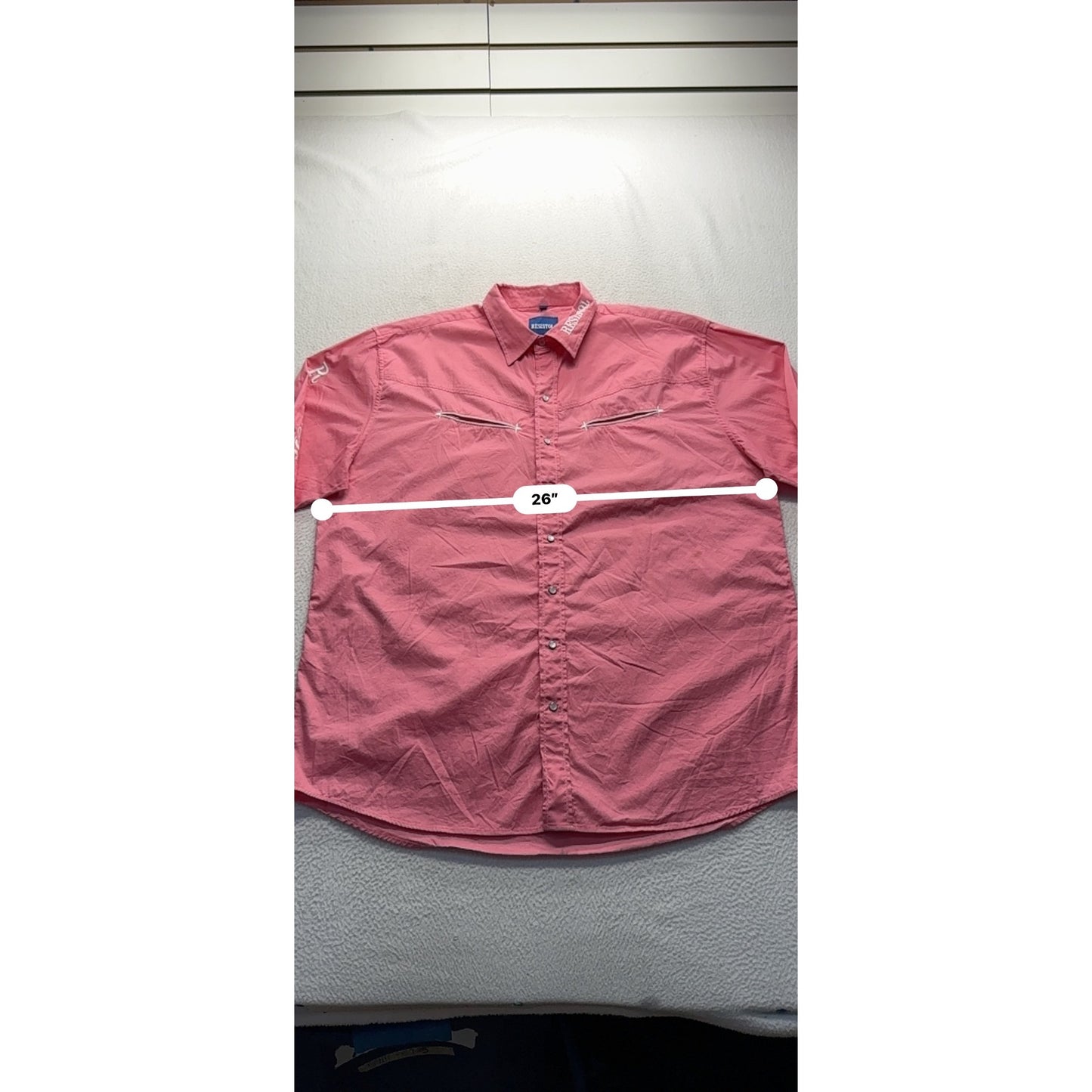 Resistol Western Shirt Pink Embroidered Logo Long Sleeve Button-Down #9000