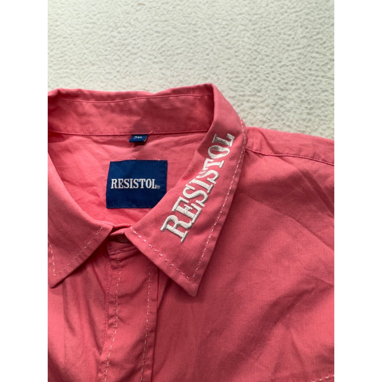 Resistol Western Shirt Pink Embroidered Logo Long Sleeve Button-Down #9000