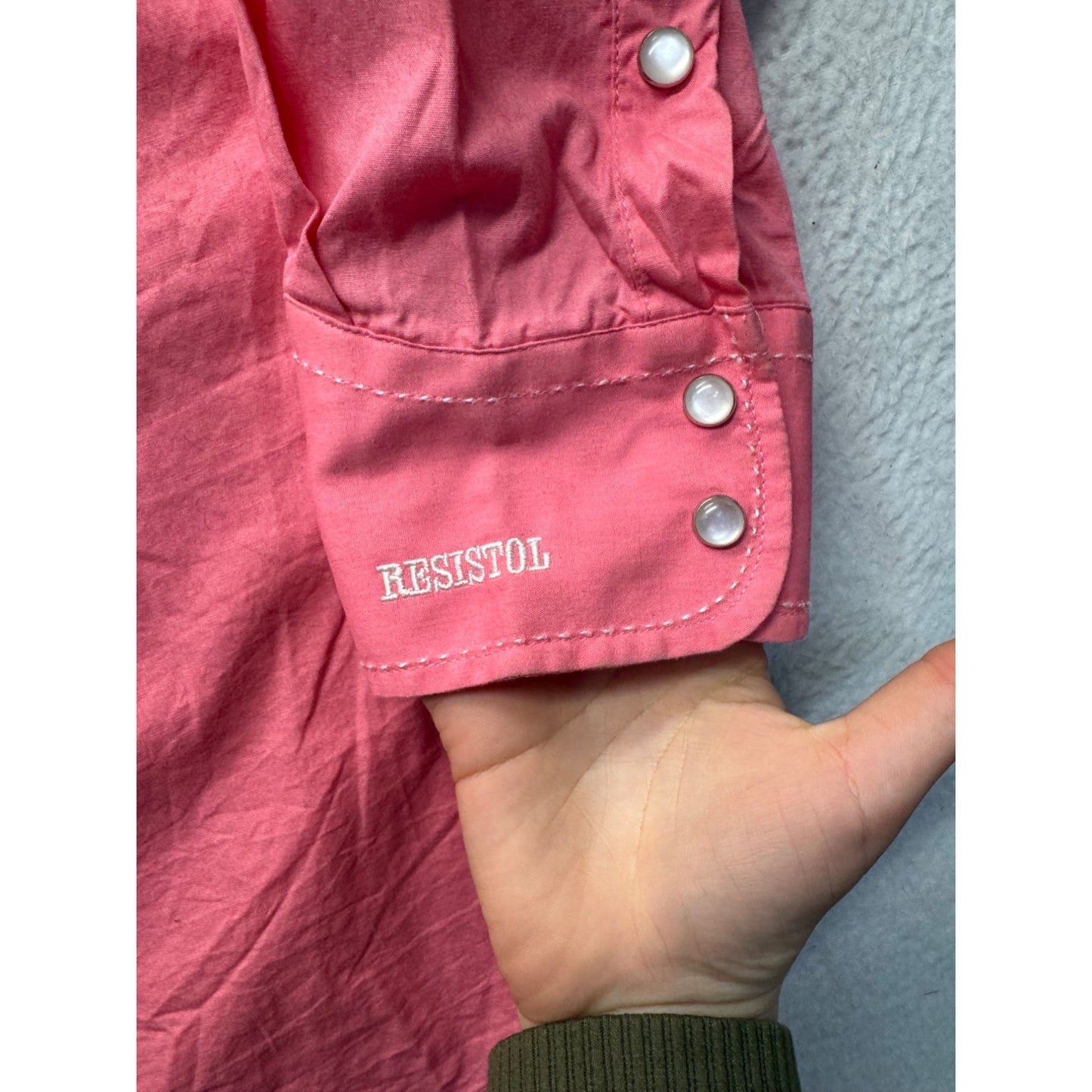 Resistol Western Shirt Pink Embroidered Logo Long Sleeve Button-Down #9000