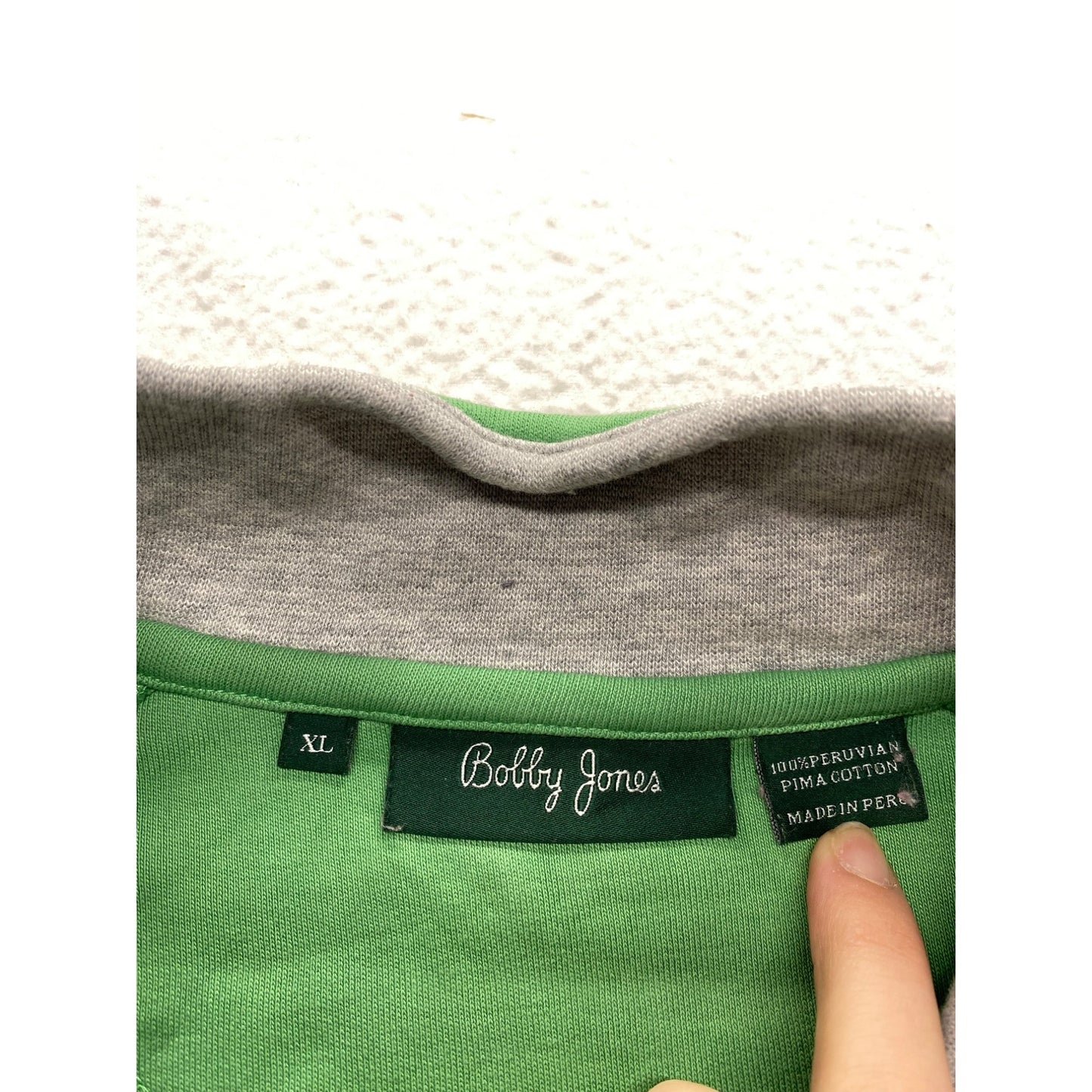 Bobby Jones Mens Green 1/4 Zip Pullover Pima Cotton #7017