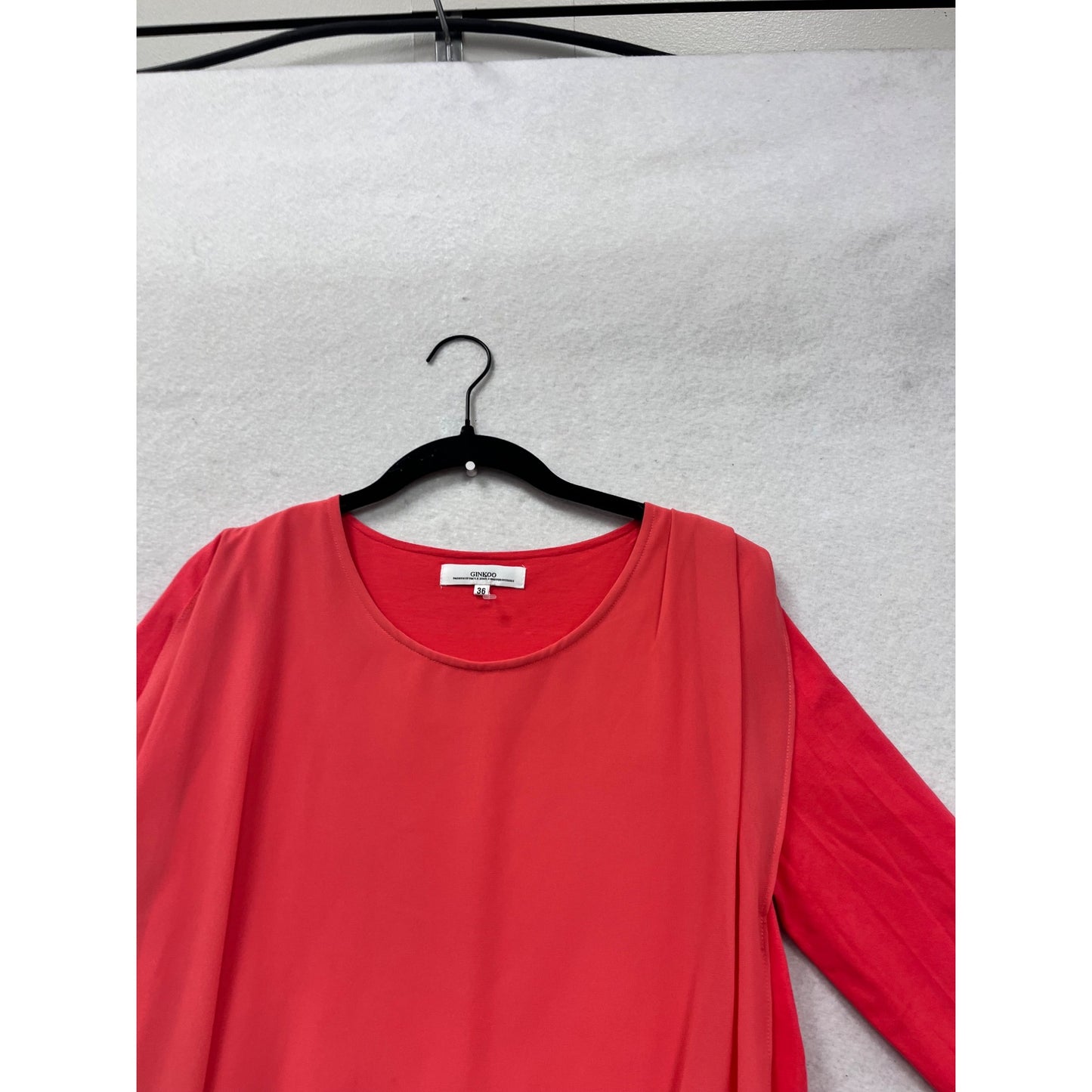 Red Ginkoo Womens Long Sleeve Layered Dress Size 36 #41A