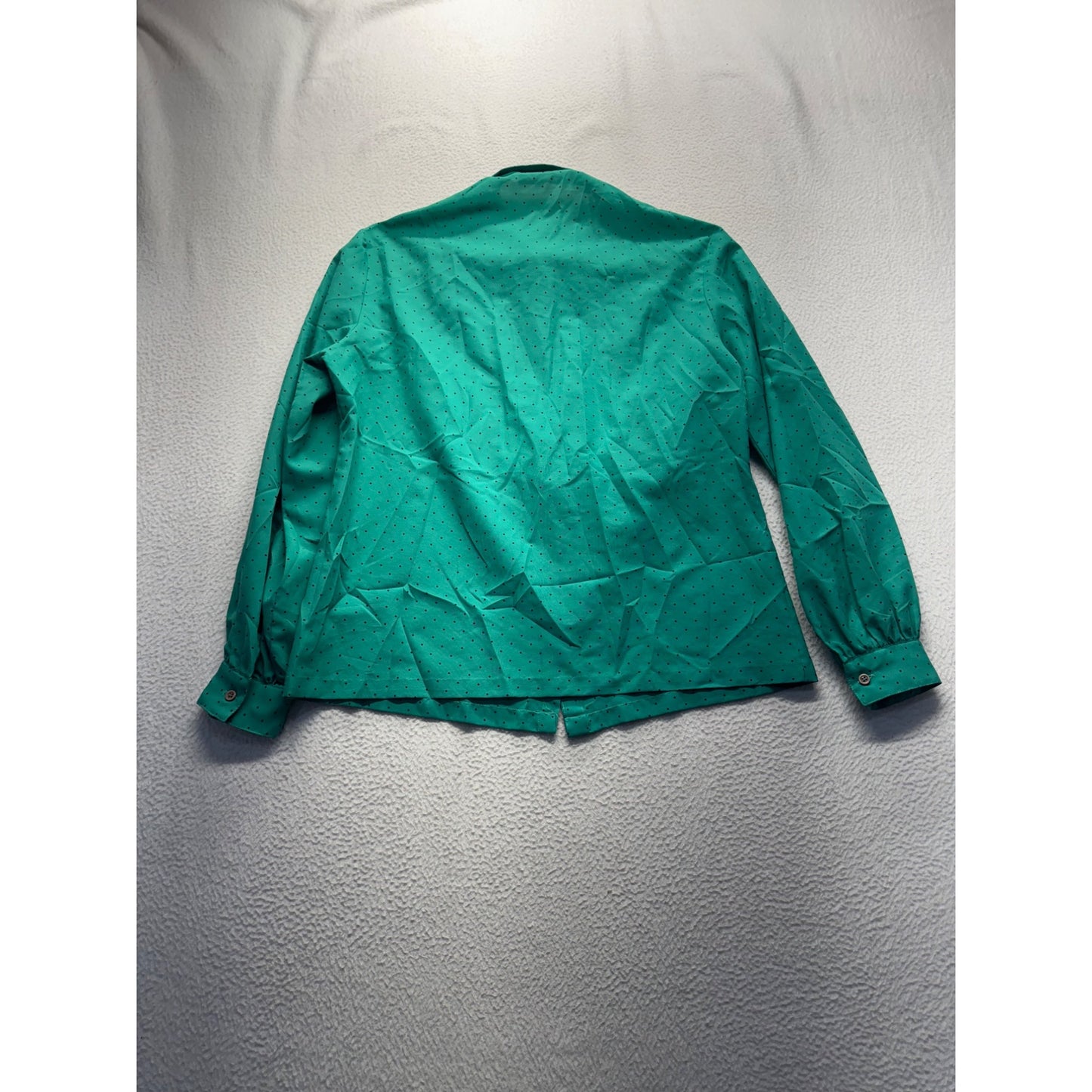 Vintage Lady Manhattan Green Polka Dot Blouse Size 16 Long Sleeve #7976