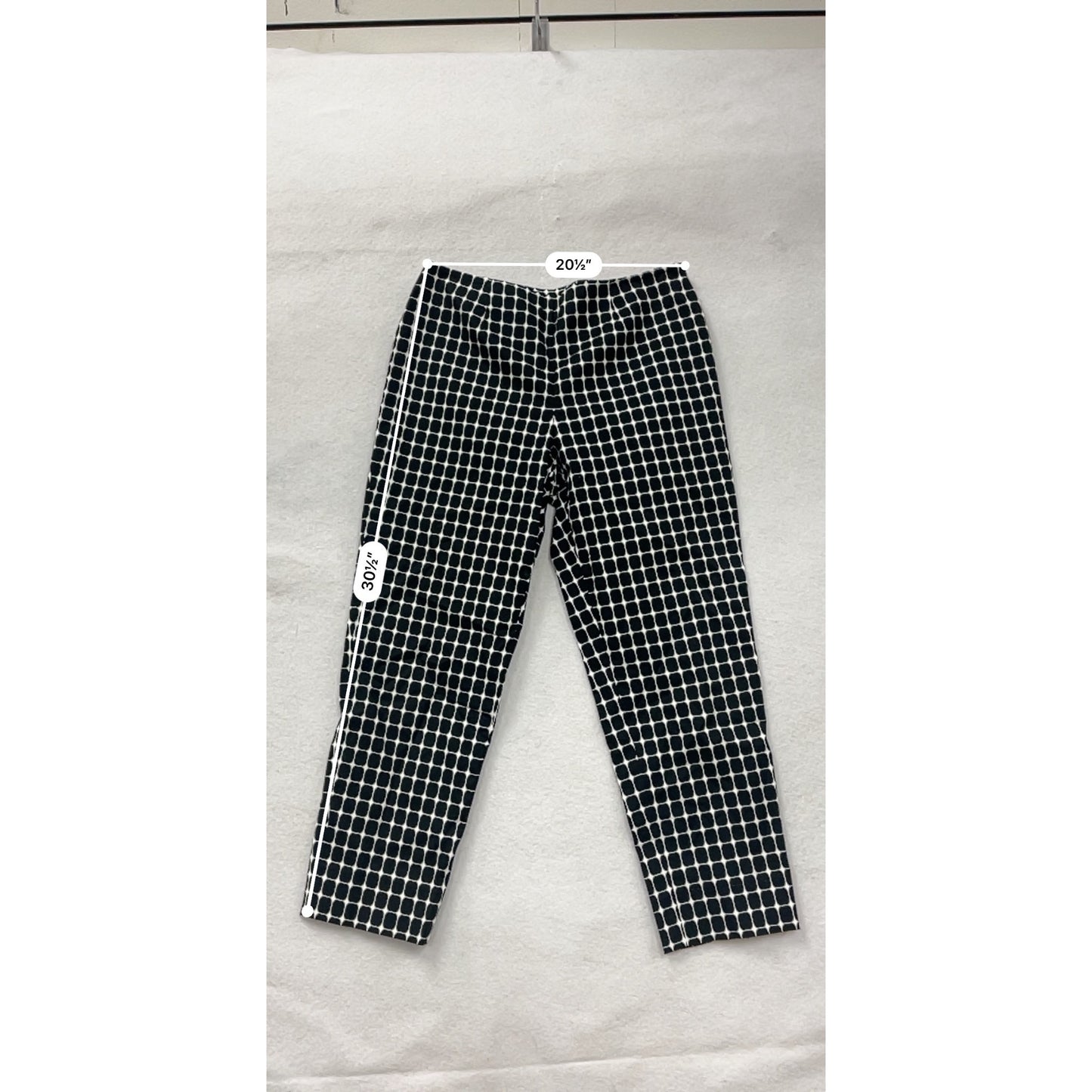 Carlisle Womens Black & White Checkered Pants Size 10 Cotton Stretch Slim Fit Casual Style #6854
