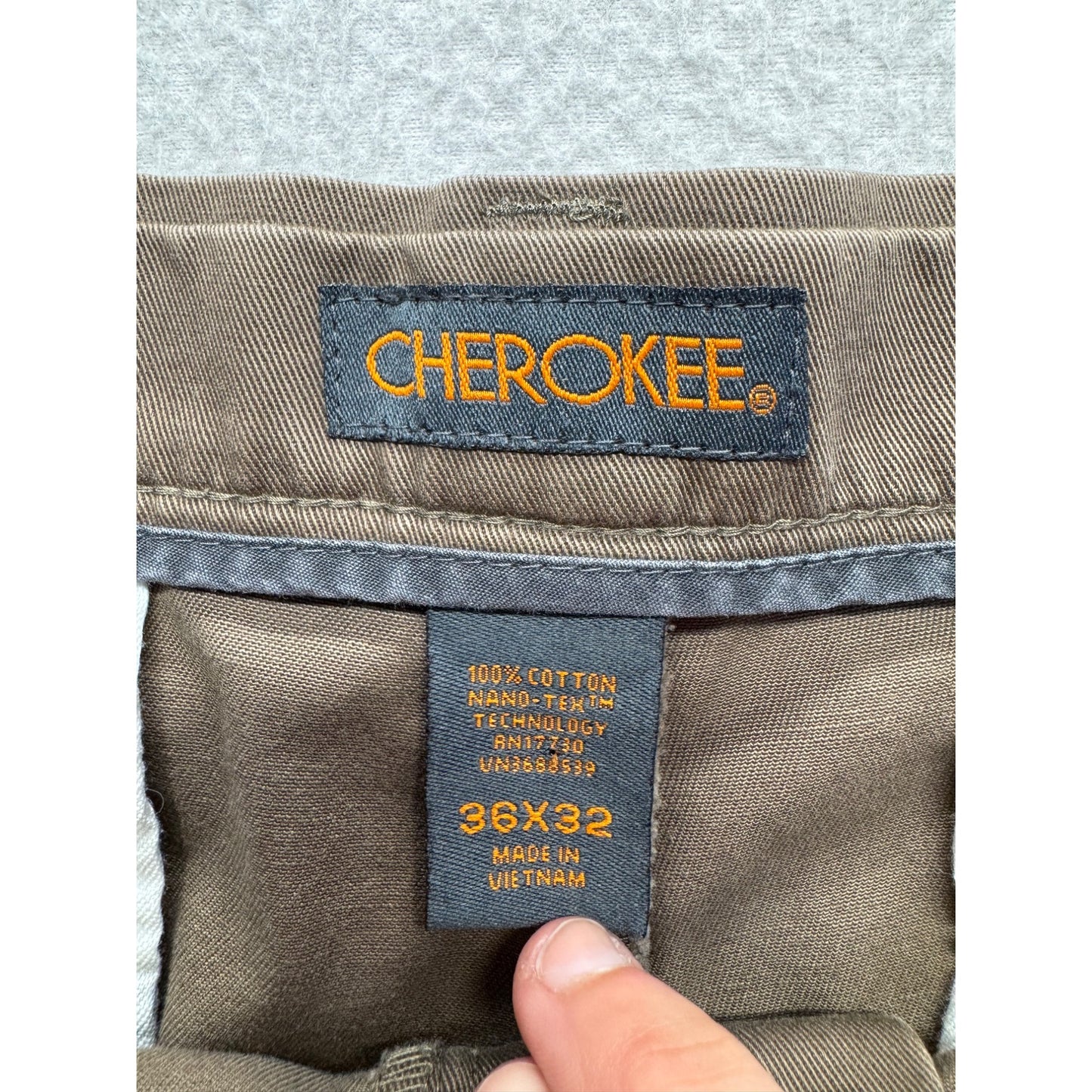 Cherokee Mens Nano-Tex Khaki Pants 36x32 Cotton #7953