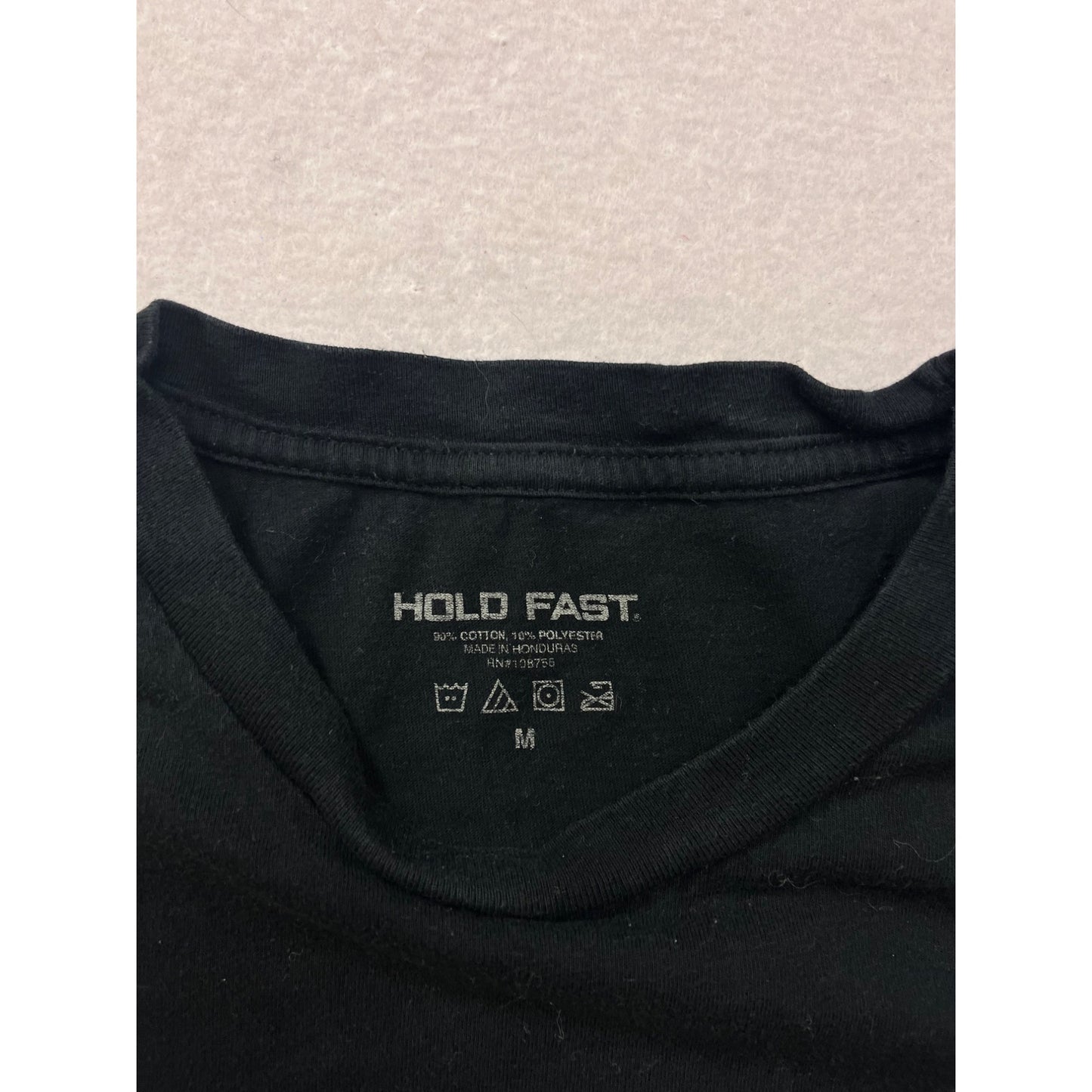 Hold Fast Mens Medium Black T-Shirt With American Flag Graphics #75A