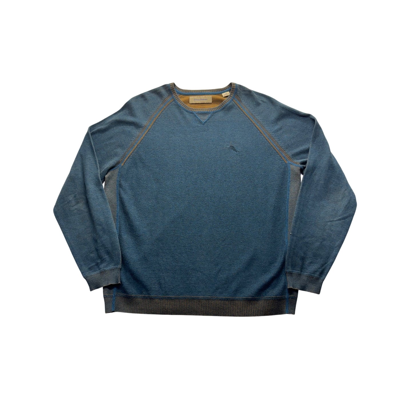 Tommy Bahama Mens Blue Cotton Crewneck Sweater Large #7877