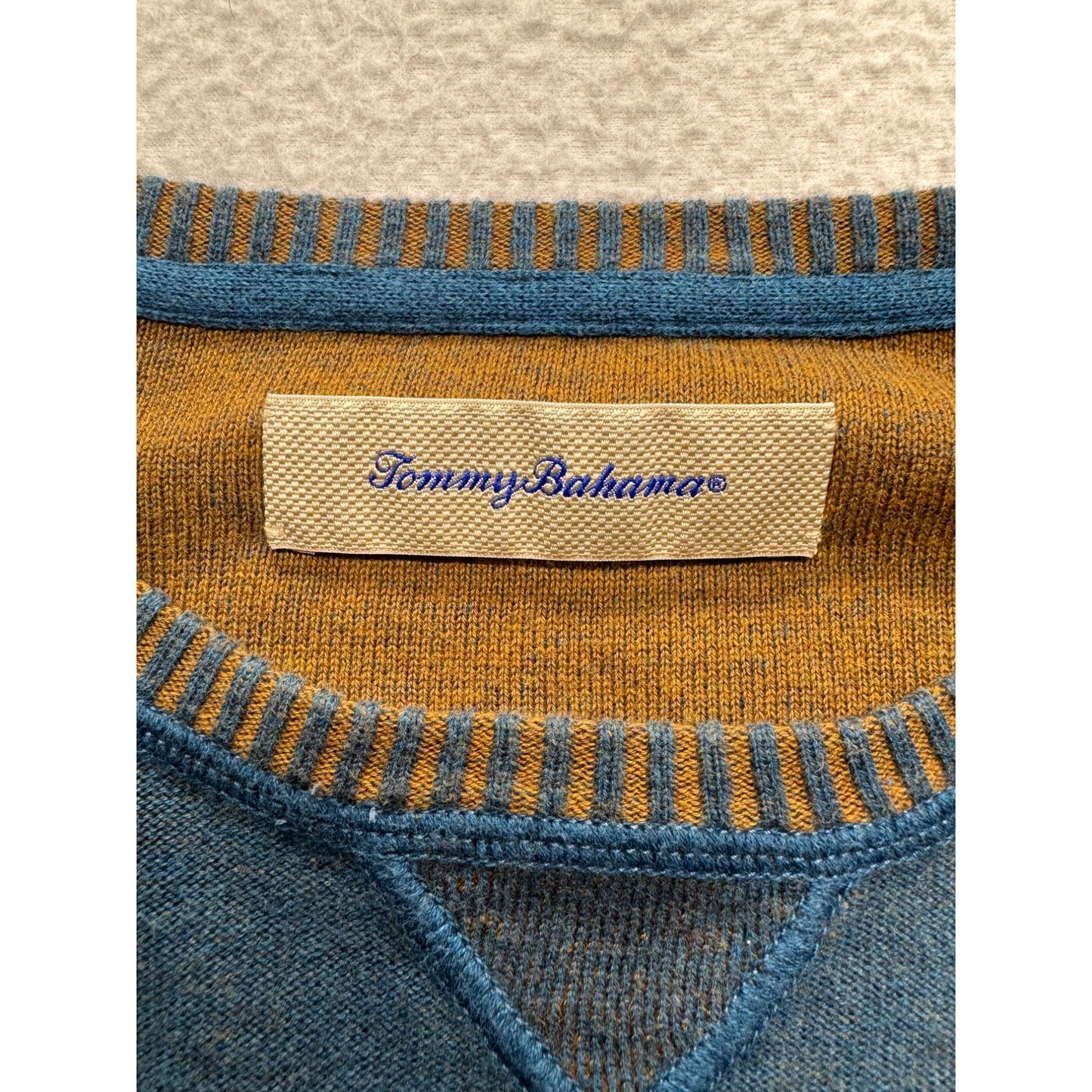 Tommy Bahama Mens Blue Cotton Crewneck Sweater Large #7877