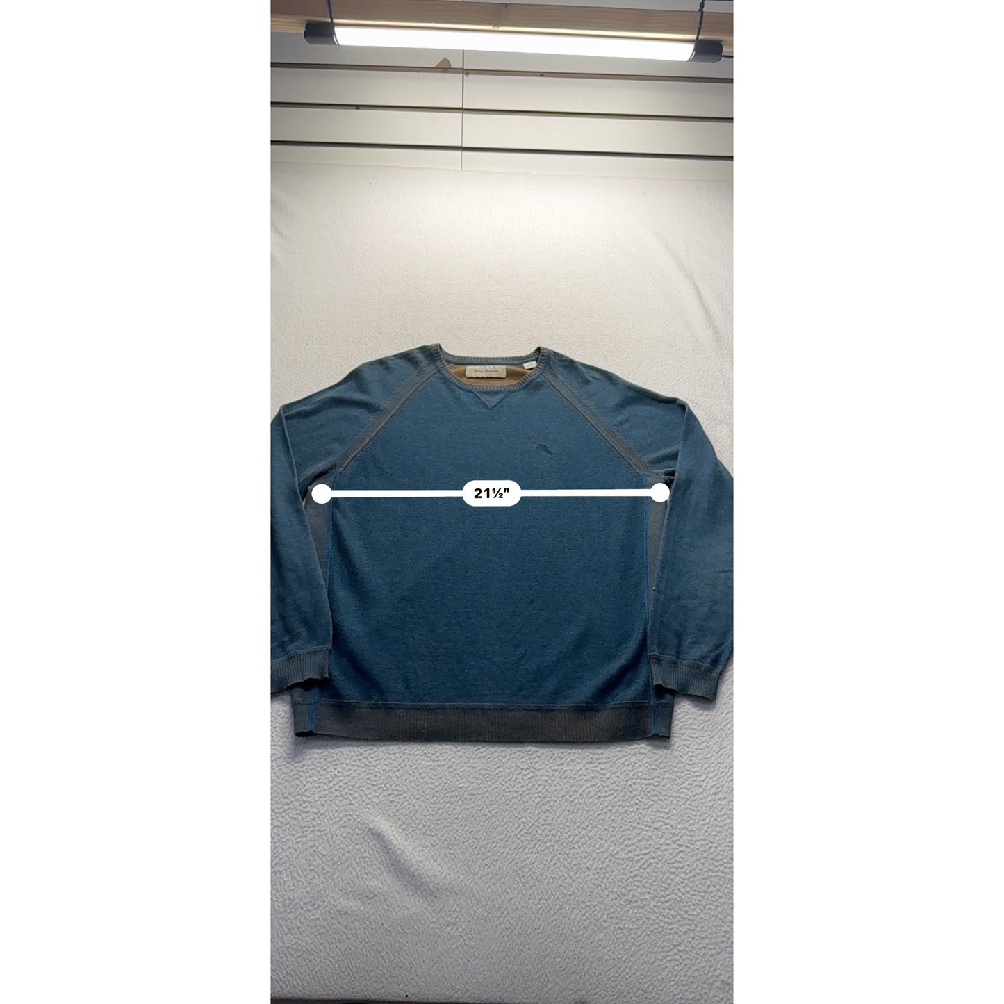 Tommy Bahama Mens Blue Cotton Crewneck Sweater Large #7877
