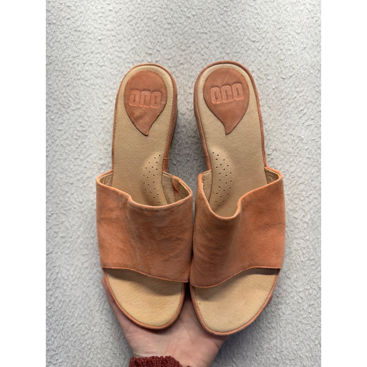Ono Suede Block Heel Slide Sandals Size 6 Terracotta #343B