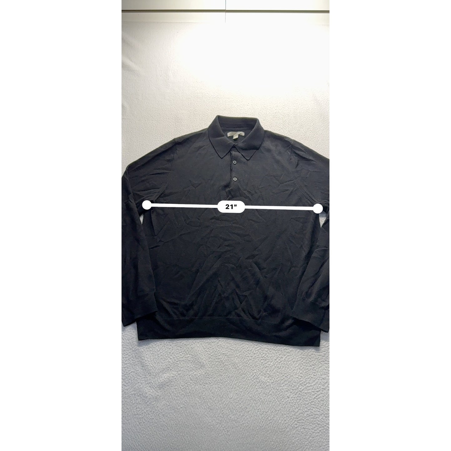 Nordstrom Mens Black Long-Sleeve Polo Shirt L 100% Extra Fine Merino Wool #7842