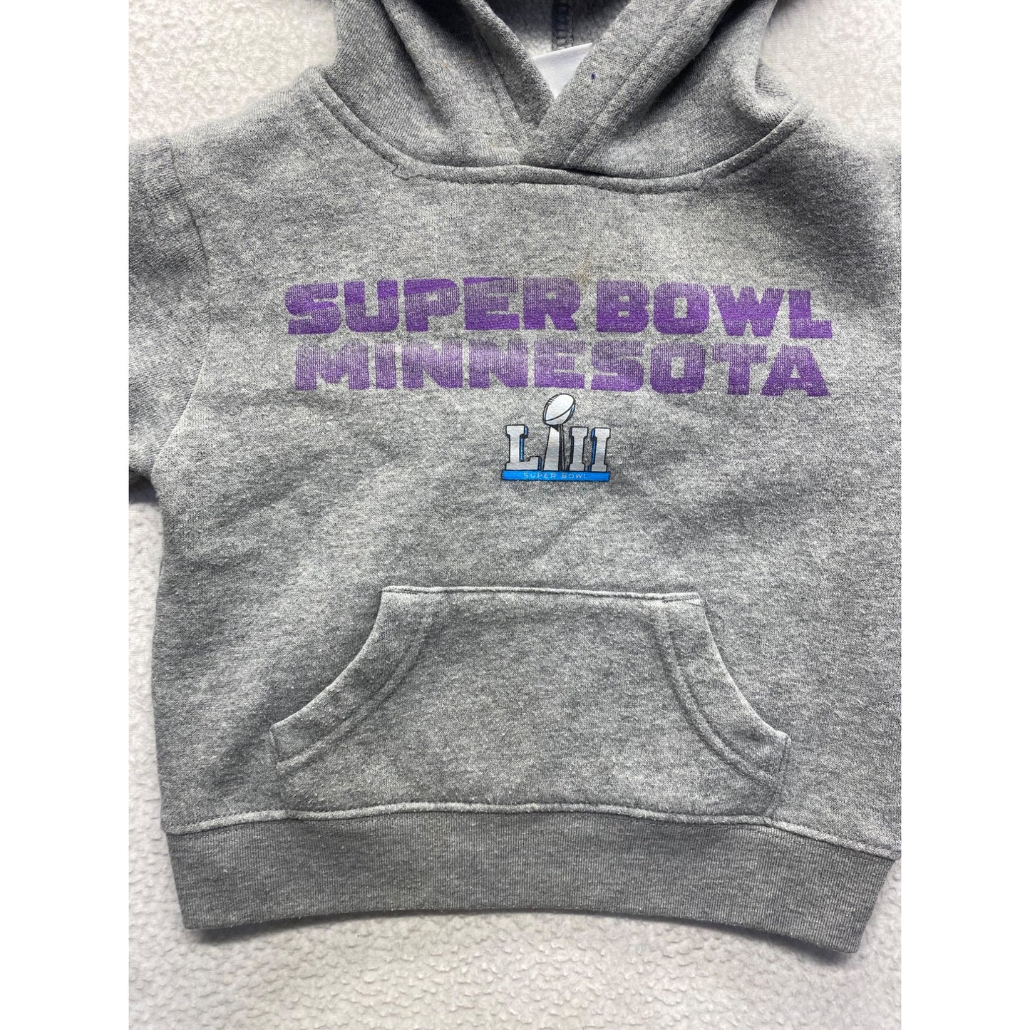 NFL Team Apparel Kids Super Bowl Minnesota LII Gray Hoodie 2T #7219