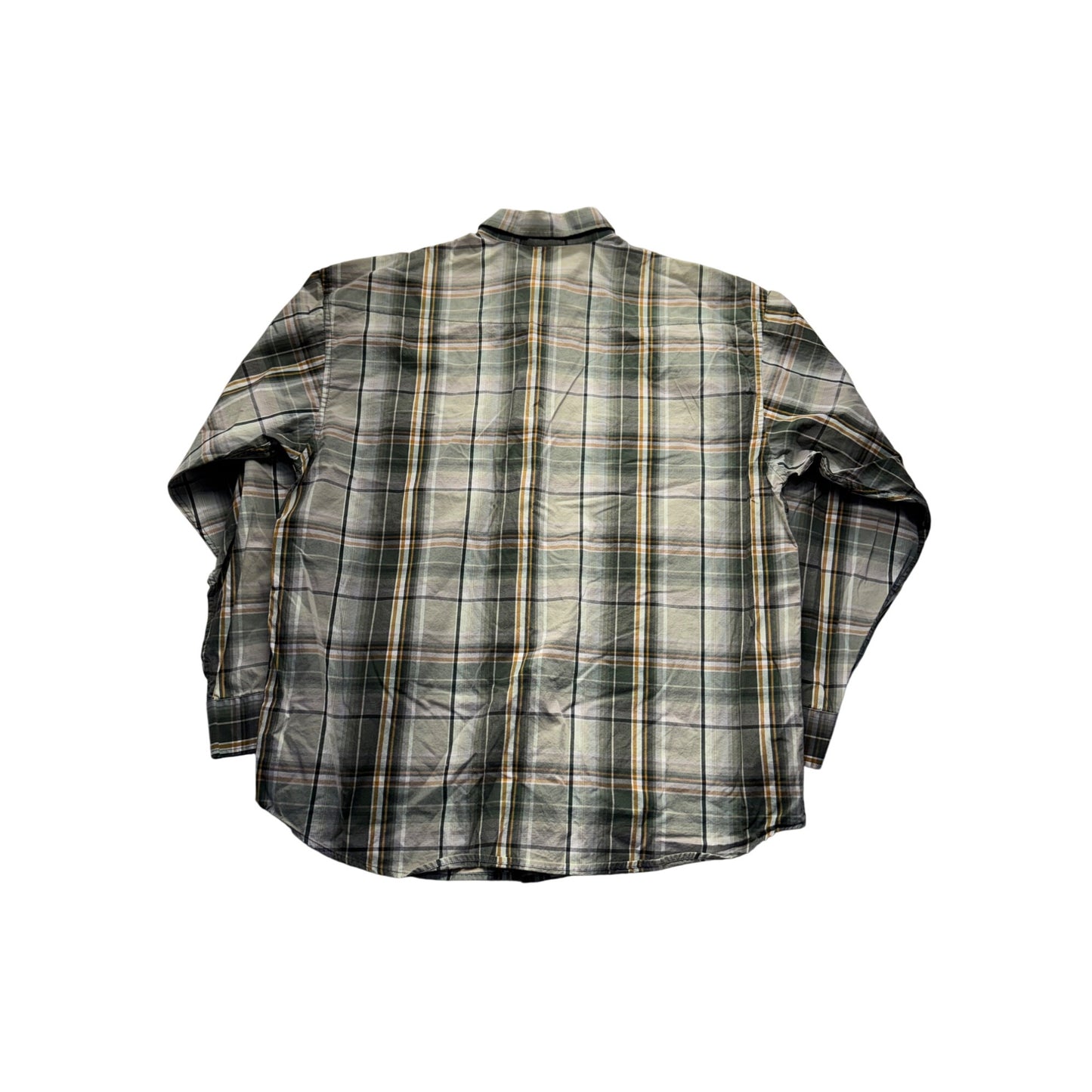 Panhandle Slim Long Sleeve Plaid Shirt X-Large Green & Brown Cotton #7983