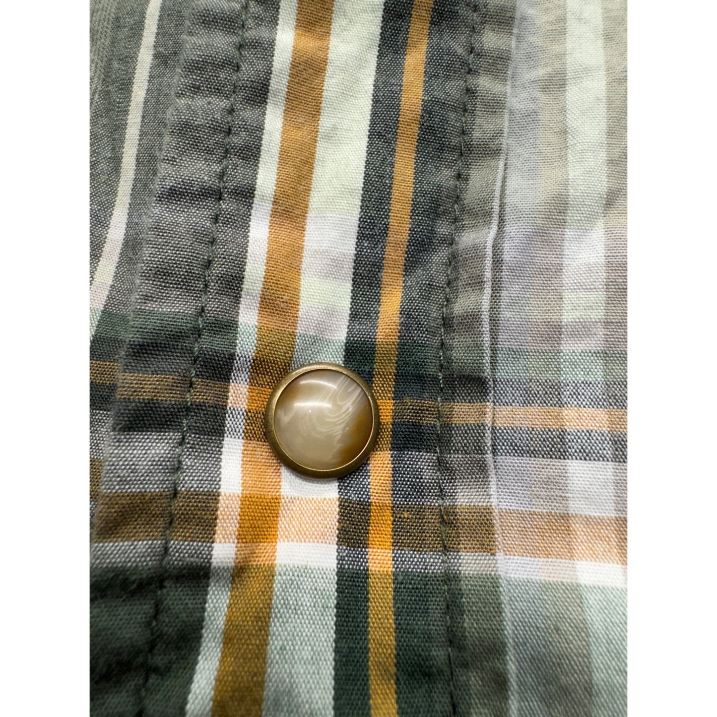 Panhandle Slim Long Sleeve Plaid Shirt X-Large Green & Brown Cotton #7983