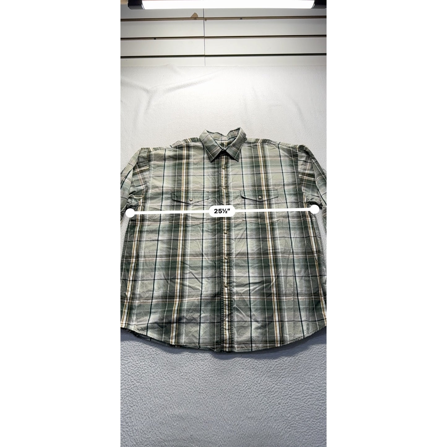 Panhandle Slim Long Sleeve Plaid Shirt X-Large Green & Brown Cotton #7983