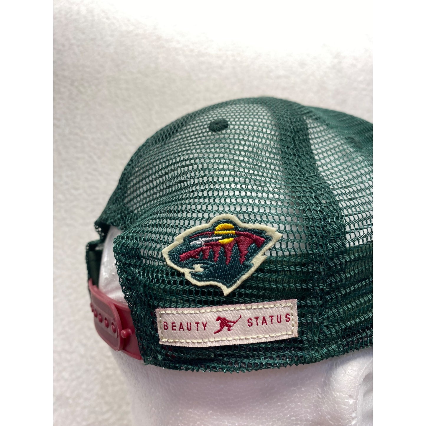 Minnesota Wild Red & Green Trucker Hat With Mesh Back & Adjustable Snapback #7372