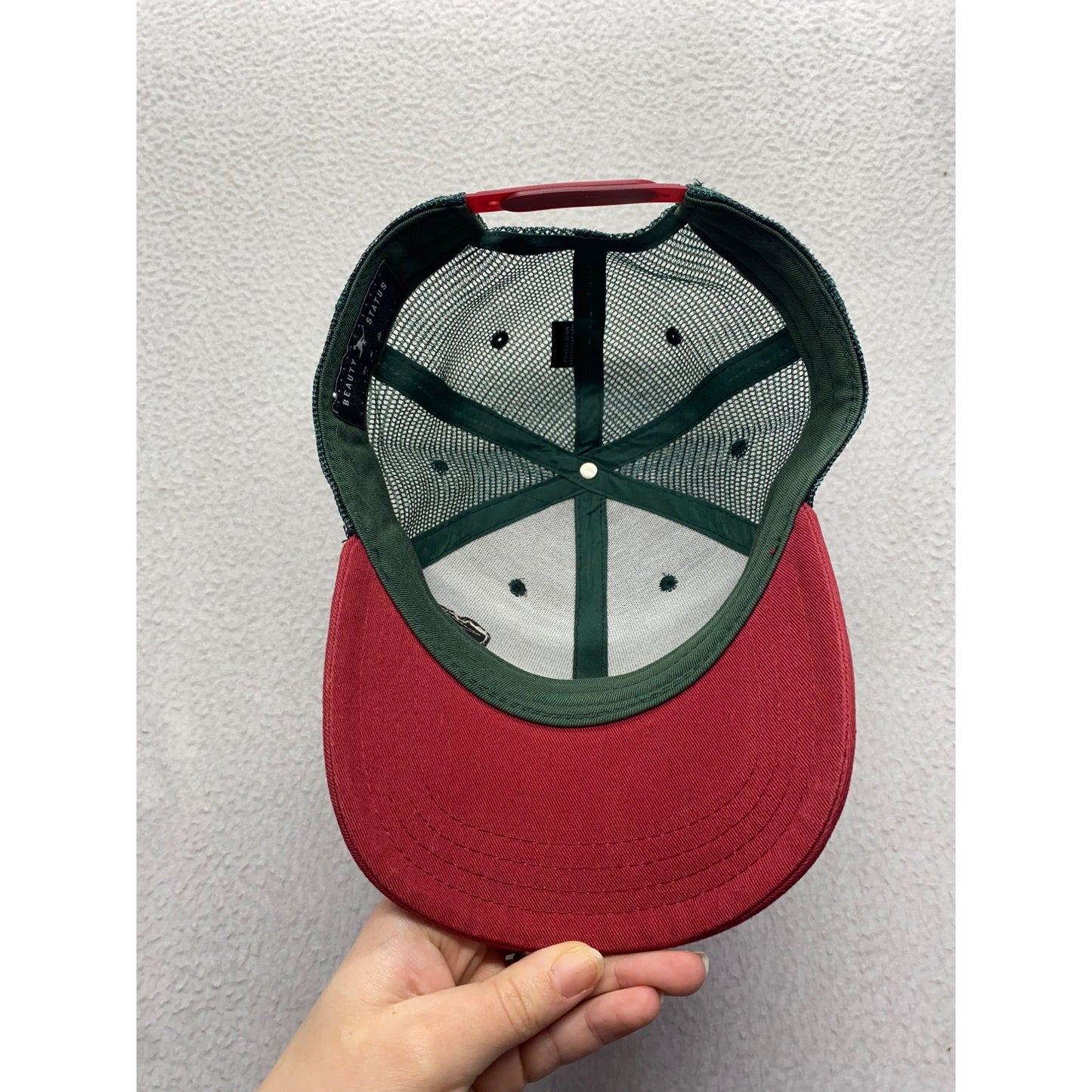 Minnesota Wild Red & Green Trucker Hat With Mesh Back & Adjustable Snapback #7372