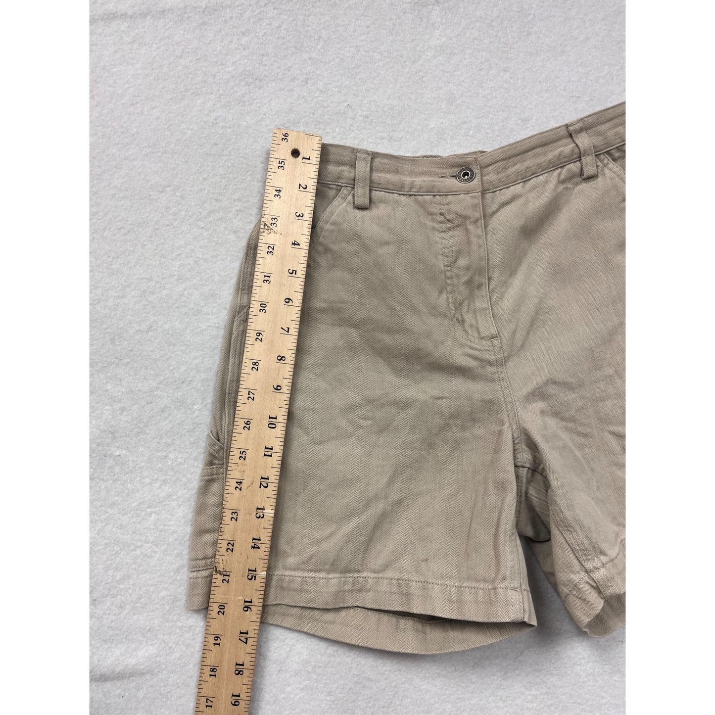 Christopher & Banks Womens Khaki Cotton Cargo Shorts Size 6 #6392