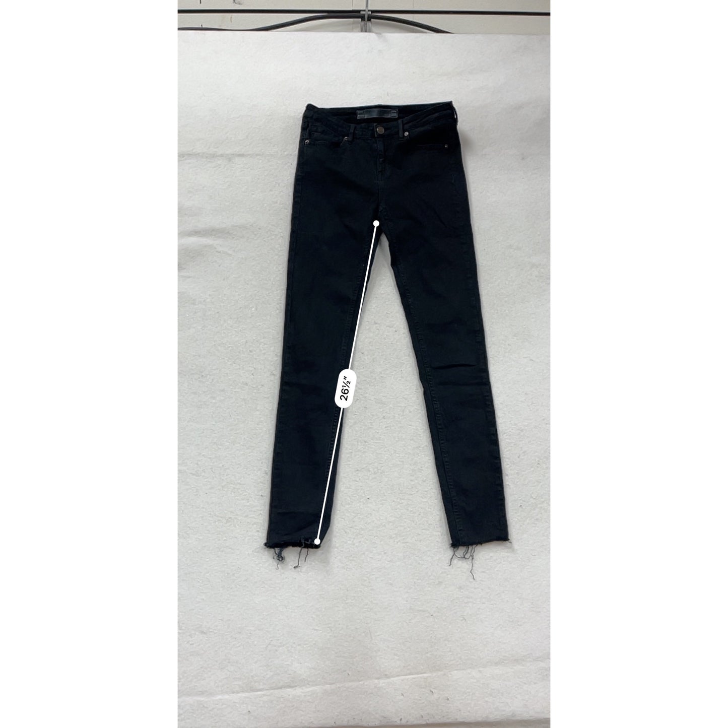 Black High-Waisted Skinny Jeans With Raw Hem Size 26 By Brandy Melville #161A