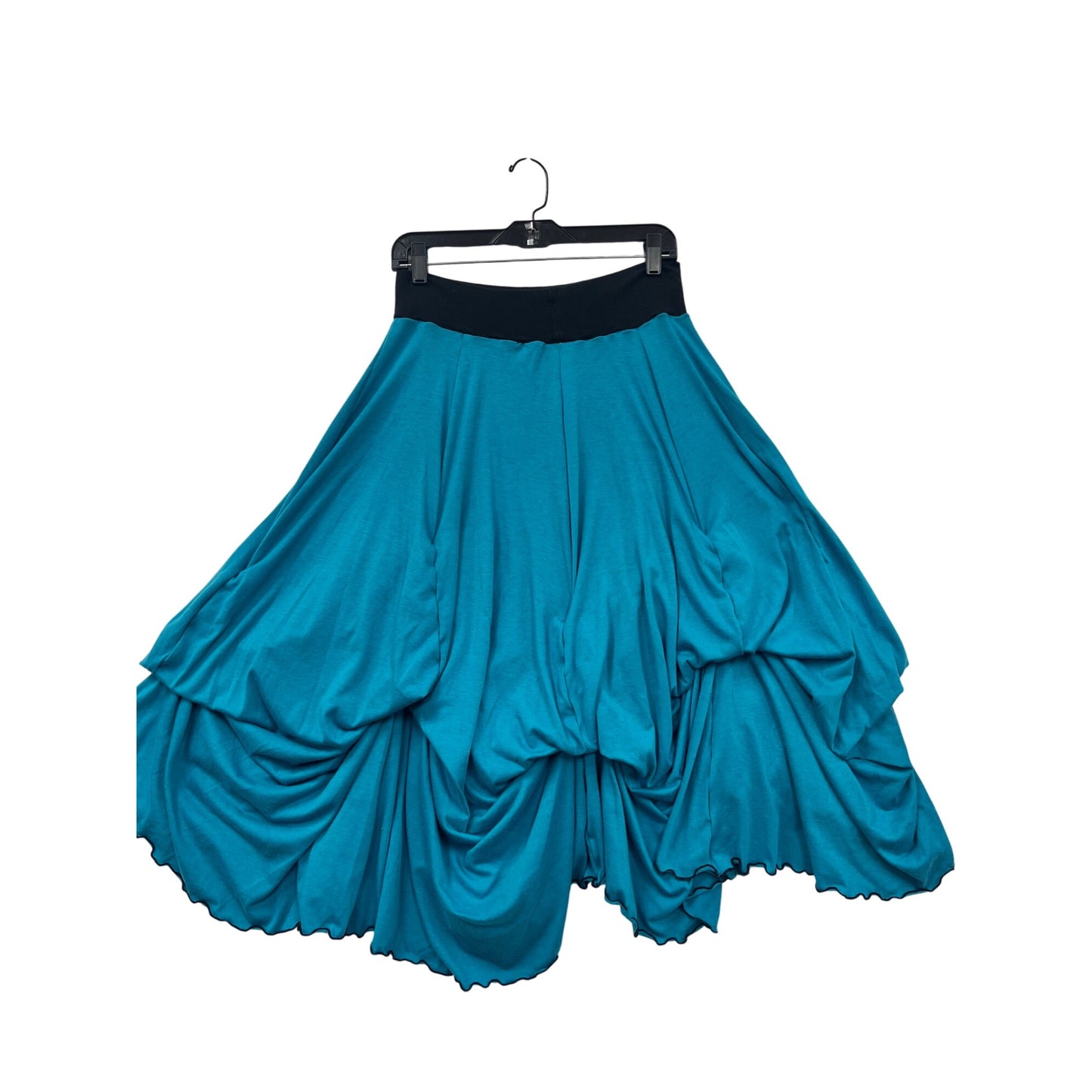 Christy Fisher Womens Medium Turquoise Ruffle Skirt With Black Elastic Waistband #6391