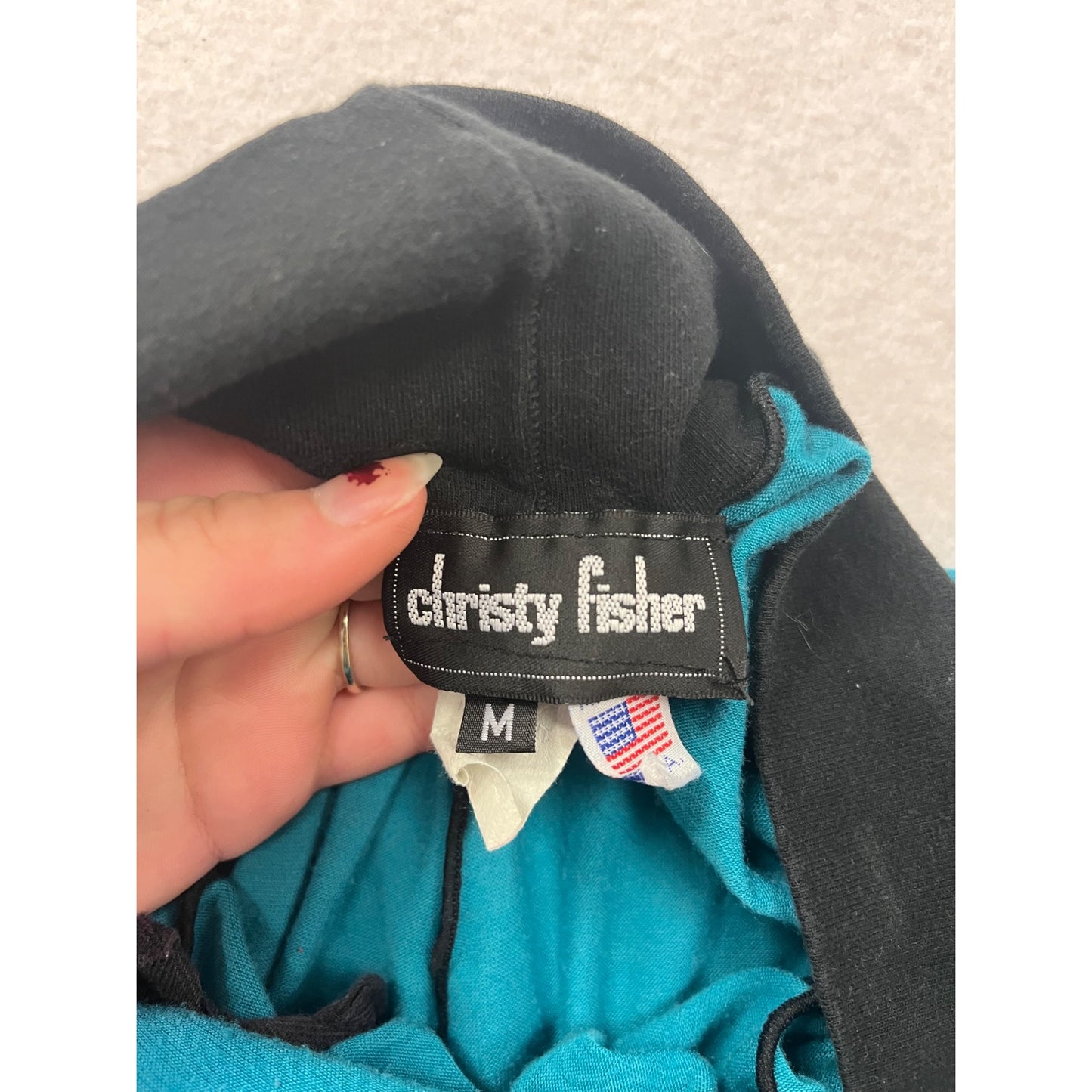 Christy Fisher Womens Medium Turquoise Ruffle Skirt With Black Elastic Waistband #6391