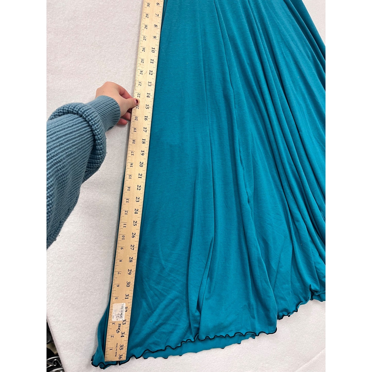 Christy Fisher Womens Medium Turquoise Ruffle Skirt With Black Elastic Waistband #6391
