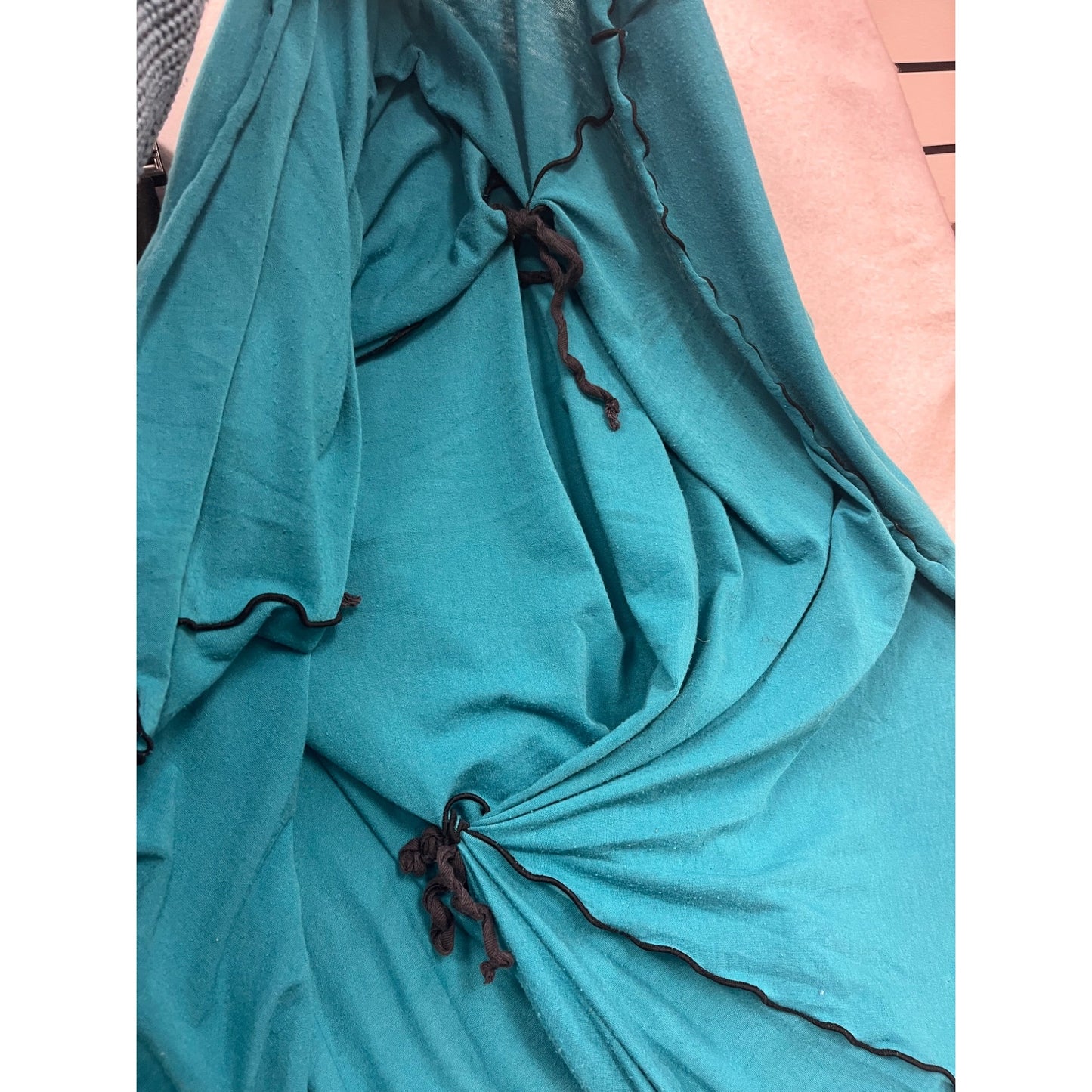 Christy Fisher Womens Medium Turquoise Ruffle Skirt With Black Elastic Waistband #6391