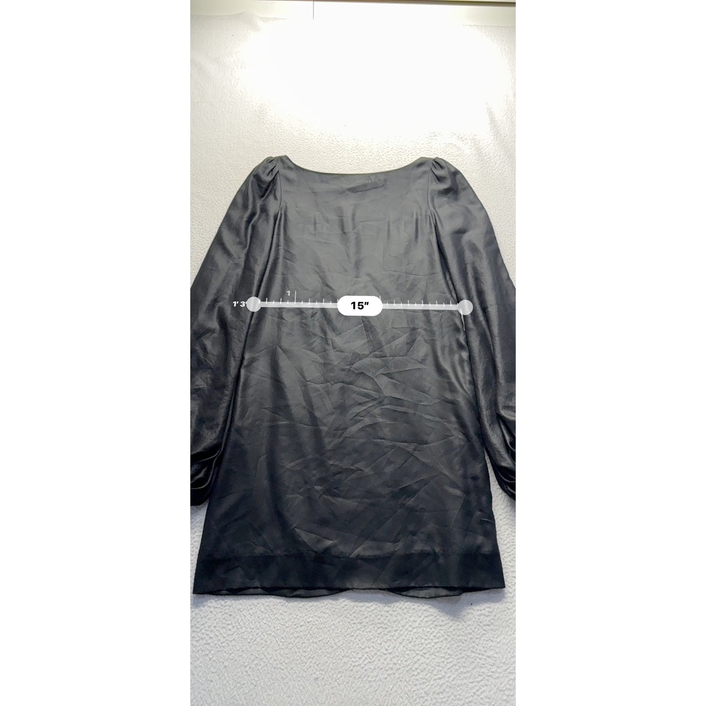 Elizabeth & James Black Long Sleeve Dress V-Neck Back Zip Closure #9036