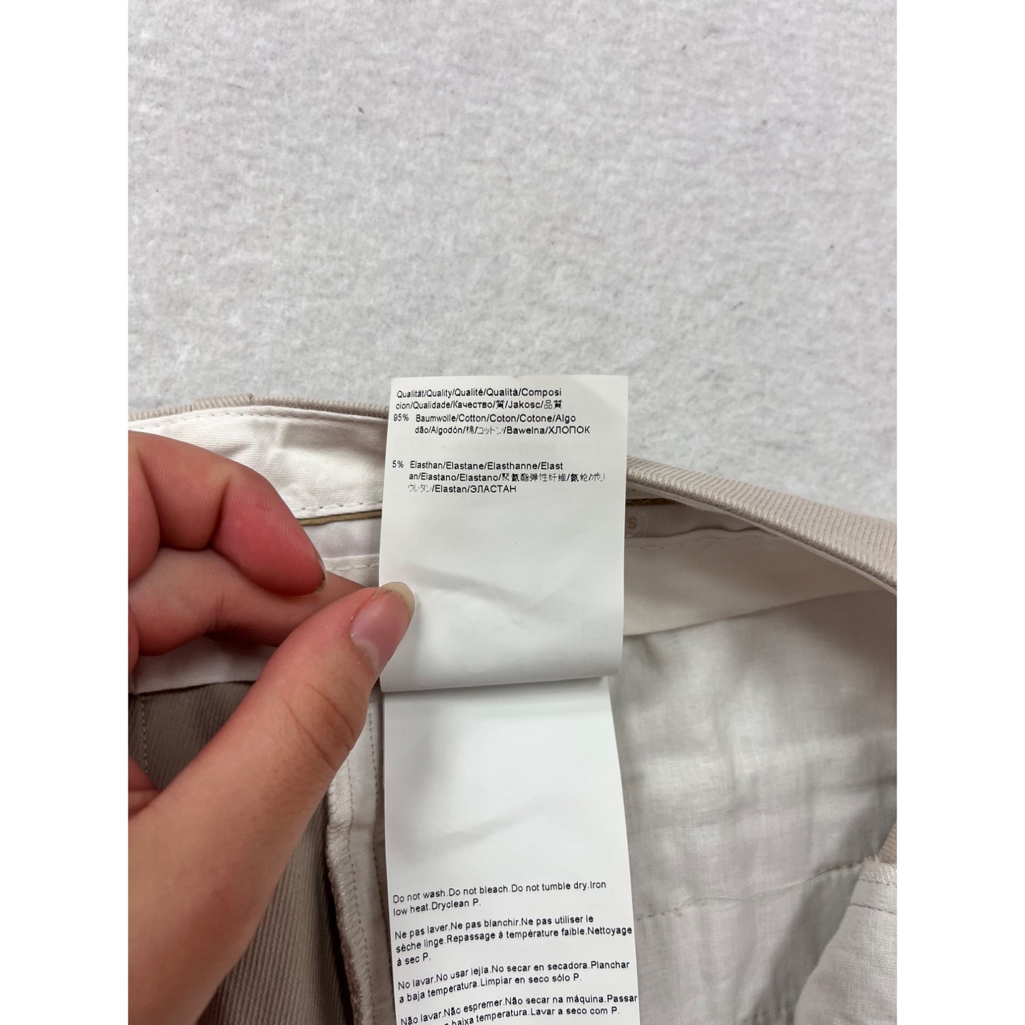 Hugo Boss Womens Beige Cotton-Blend Trousers Size 10 #8984
