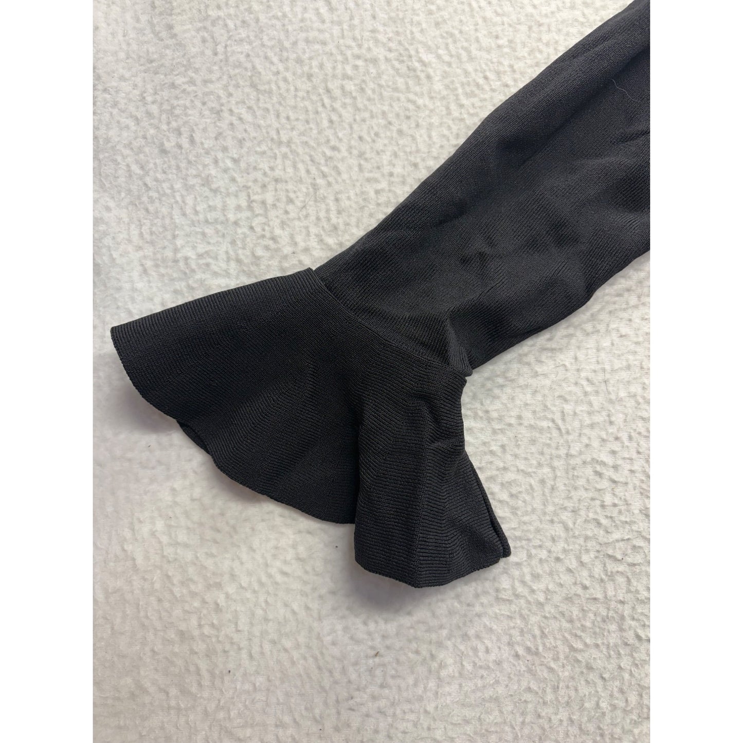 Black Off-Shoulder Bell Sleeve Top W/ Sheer Trim #7418