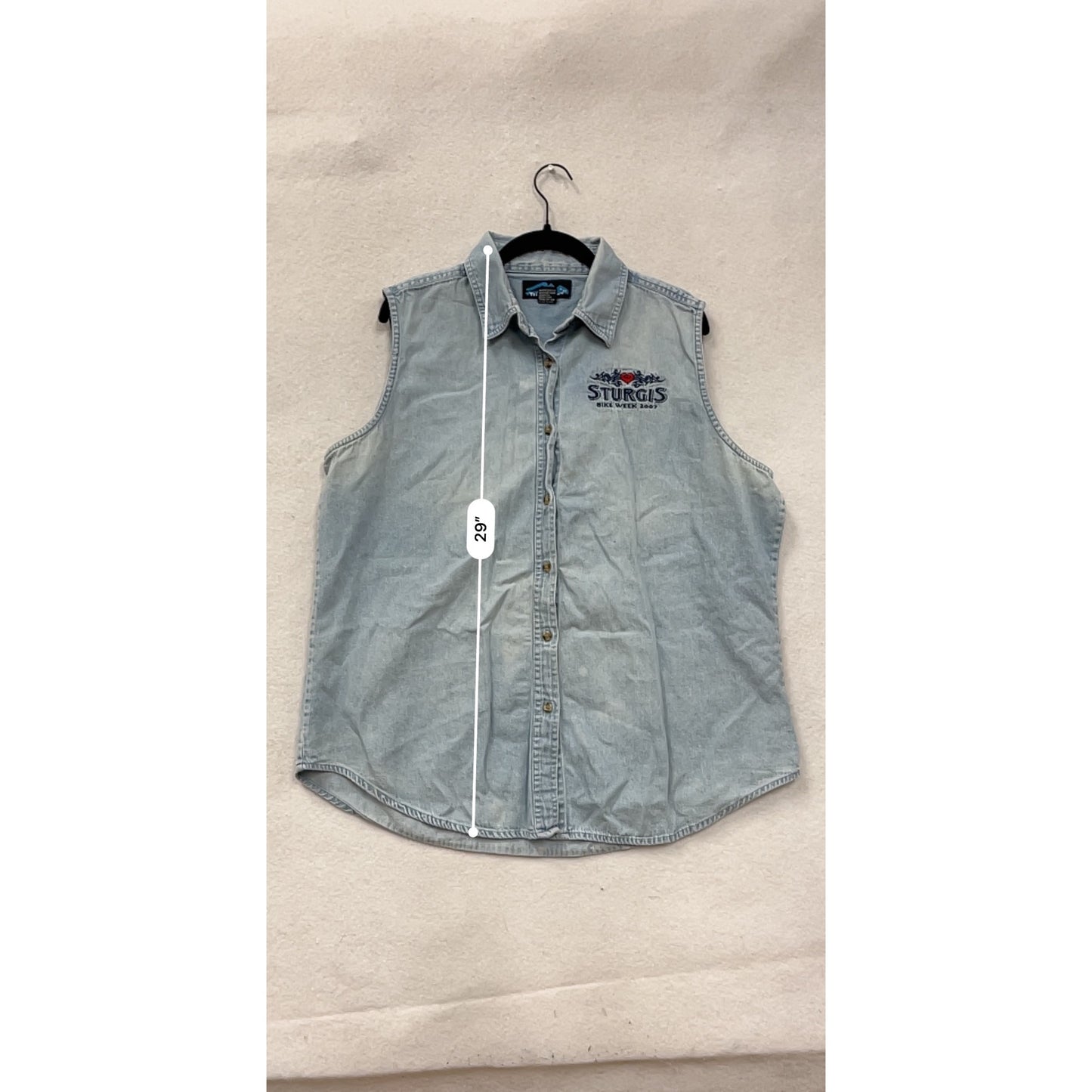 2XL Sturgis 2007 Bike Week Sleeveless Denim Shirt #8658
