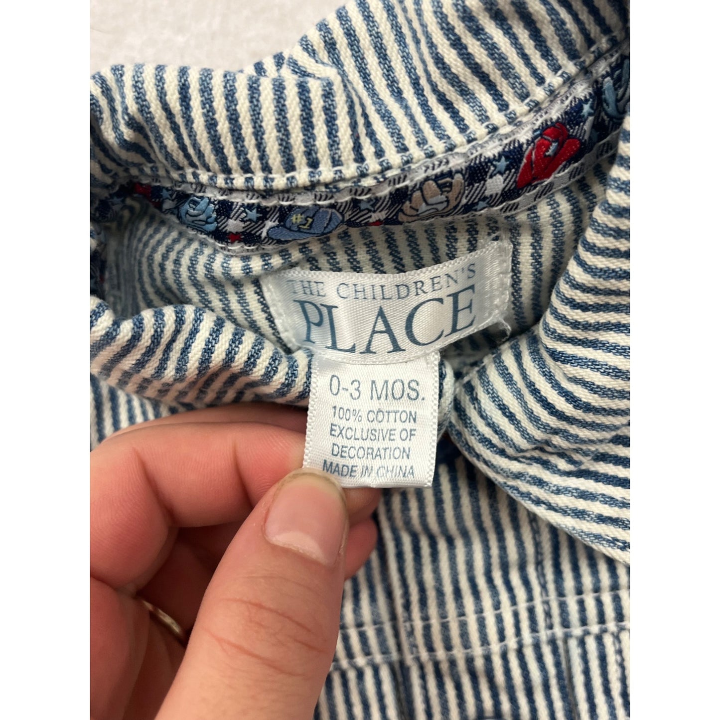 Baby Striped Denim Jacket 0-3M By The Childrens Place With Button-Up Front & Foldable Cuffs #6874