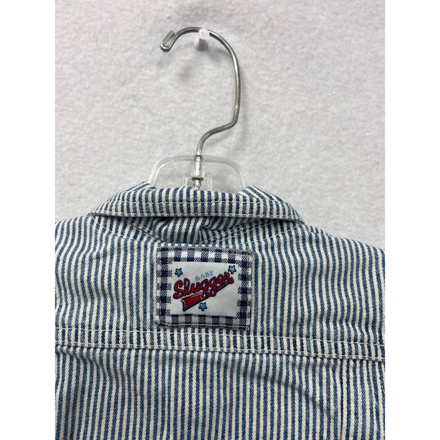 Baby Striped Denim Jacket 0-3M By The Childrens Place With Button-Up Front & Foldable Cuffs #6874