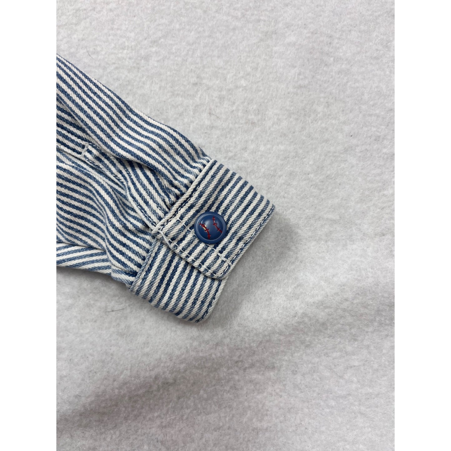 Baby Striped Denim Jacket 0-3M By The Childrens Place With Button-Up Front & Foldable Cuffs #6874