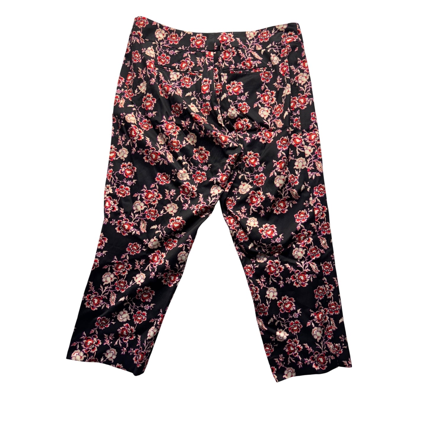 Floral Print Black Cropped Pants Size 14 #7789