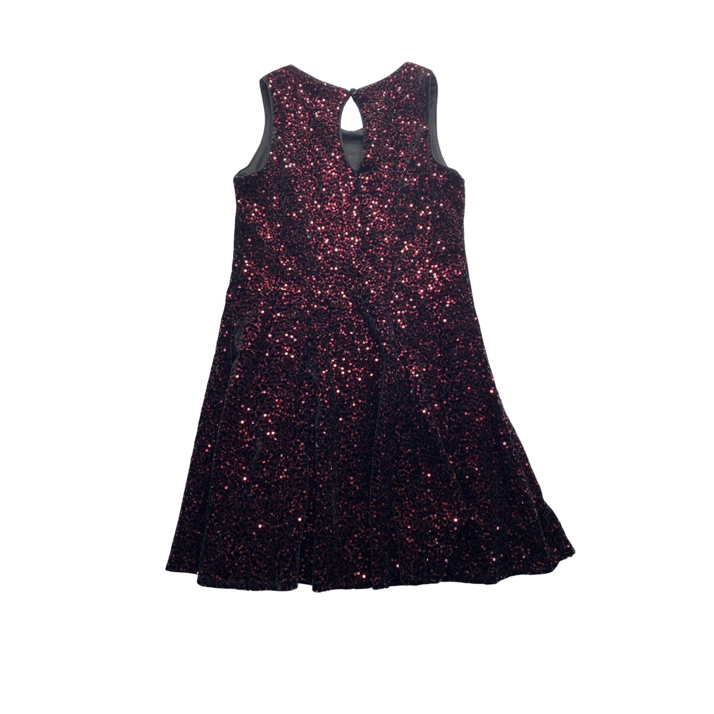 Zunie Girls Black & Red Velvet Sequin Sleeveless Dress #7024