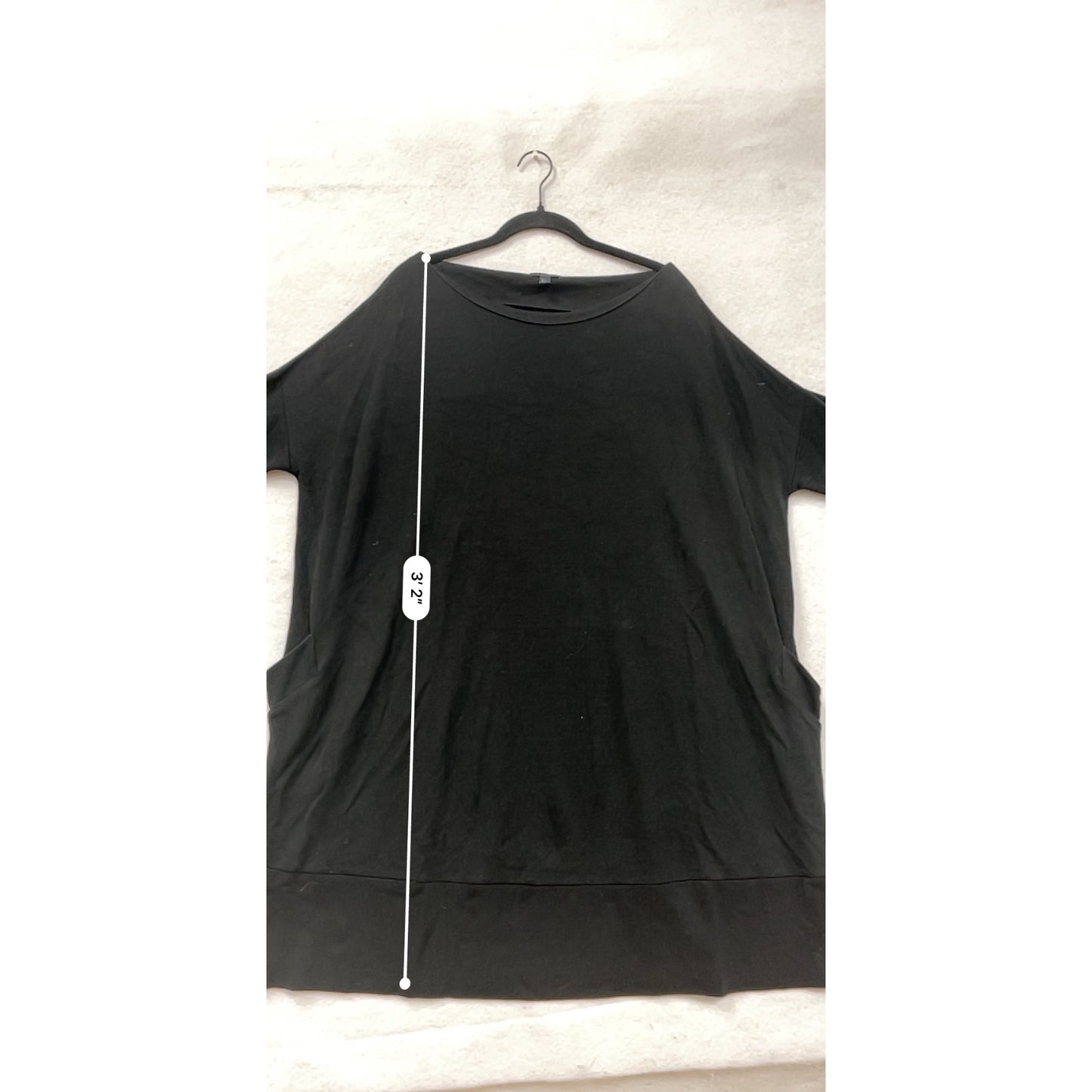 Black COS Womens Oversized Tunic Dress With 3/4 Sleeves & Pockets #6629