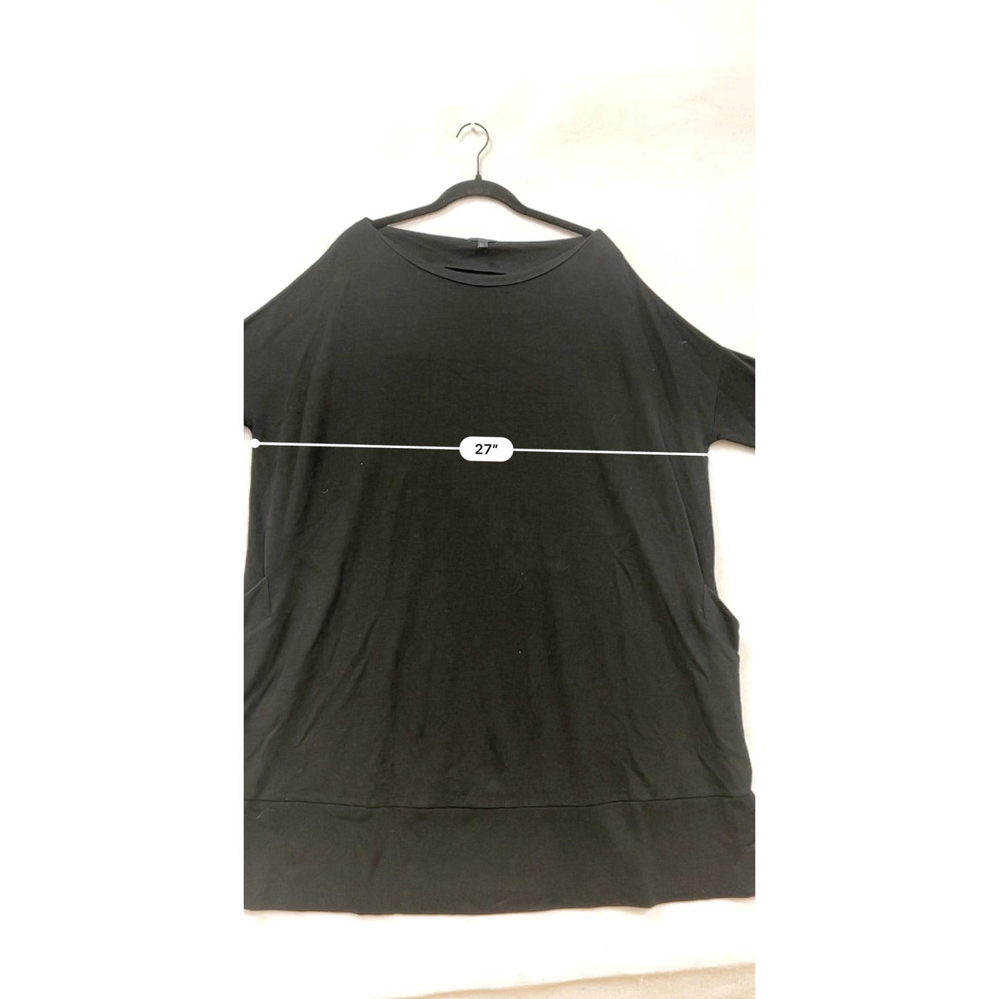 Black COS Womens Oversized Tunic Dress With 3/4 Sleeves & Pockets #6629