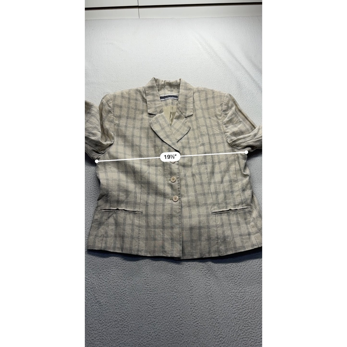 Amanda Smith Petites Womens Pure Linen Plaid Blazer #7697