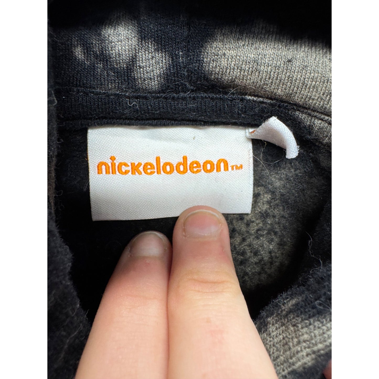 Nickelodeon Chuckie Rugrats Tie-Dye Cropped Hoodie M Black & Beige #7767