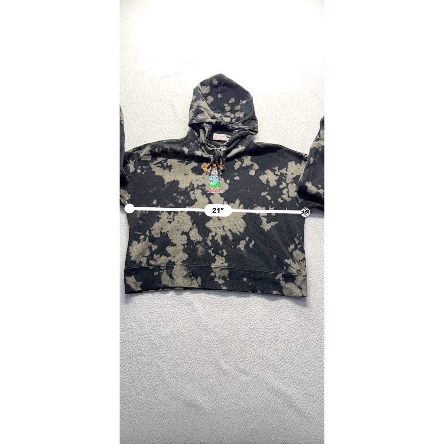 Nickelodeon Chuckie Rugrats Tie-Dye Cropped Hoodie M Black & Beige #7767