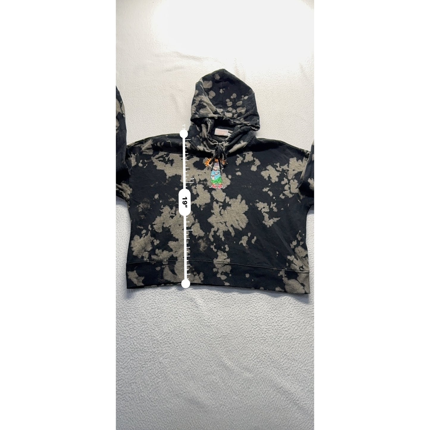Nickelodeon Chuckie Rugrats Tie-Dye Cropped Hoodie M Black & Beige #7767