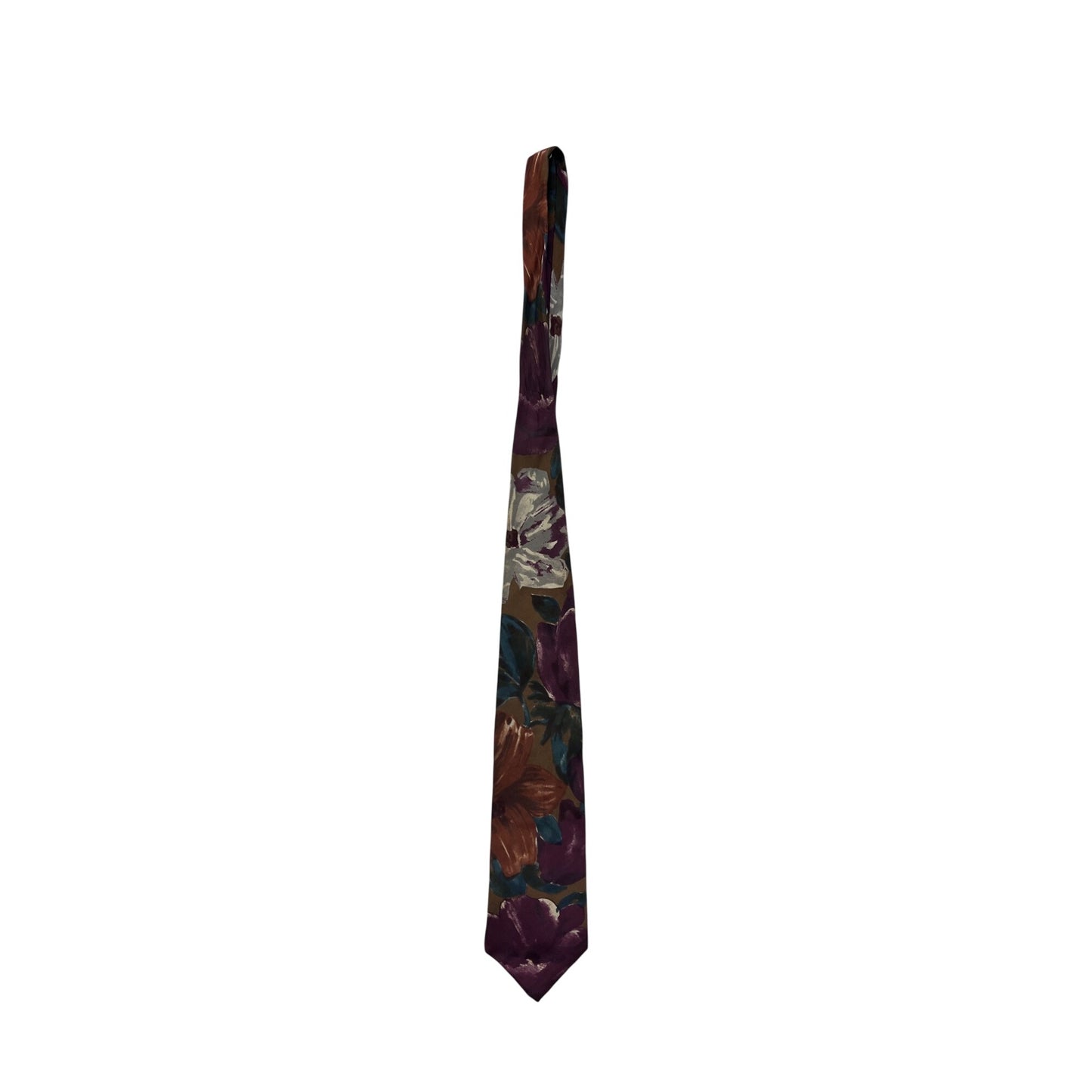Mens Hunting Horn Floral Print Tie 100% Silk Multicolor Made In USA #6888
