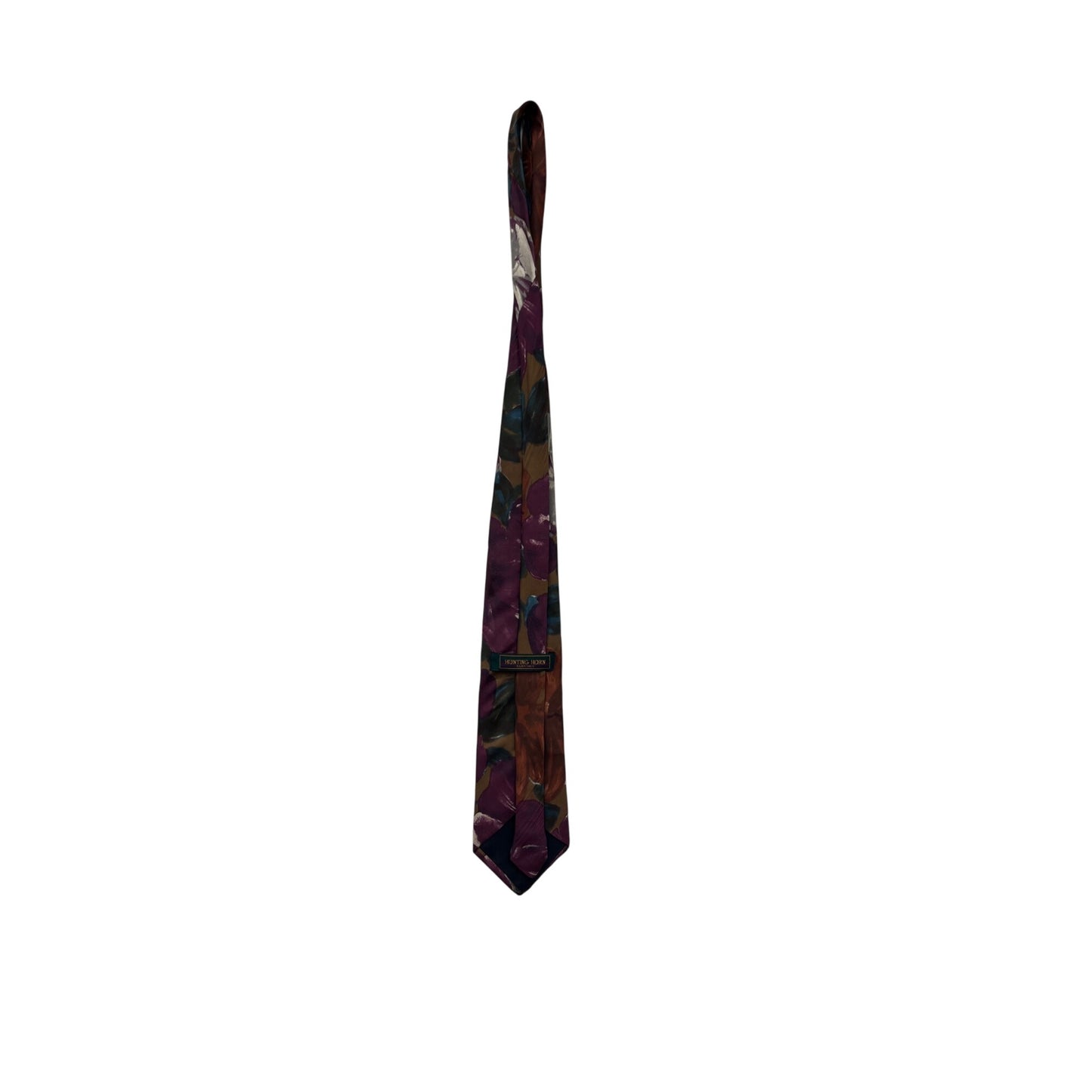 Mens Hunting Horn Floral Print Tie 100% Silk Multicolor Made In USA #6888