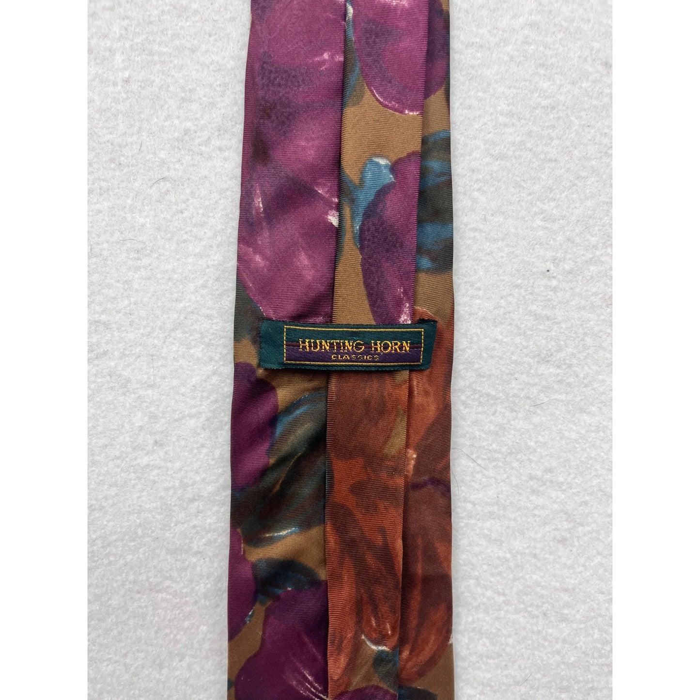 Mens Hunting Horn Floral Print Tie 100% Silk Multicolor Made In USA #6888
