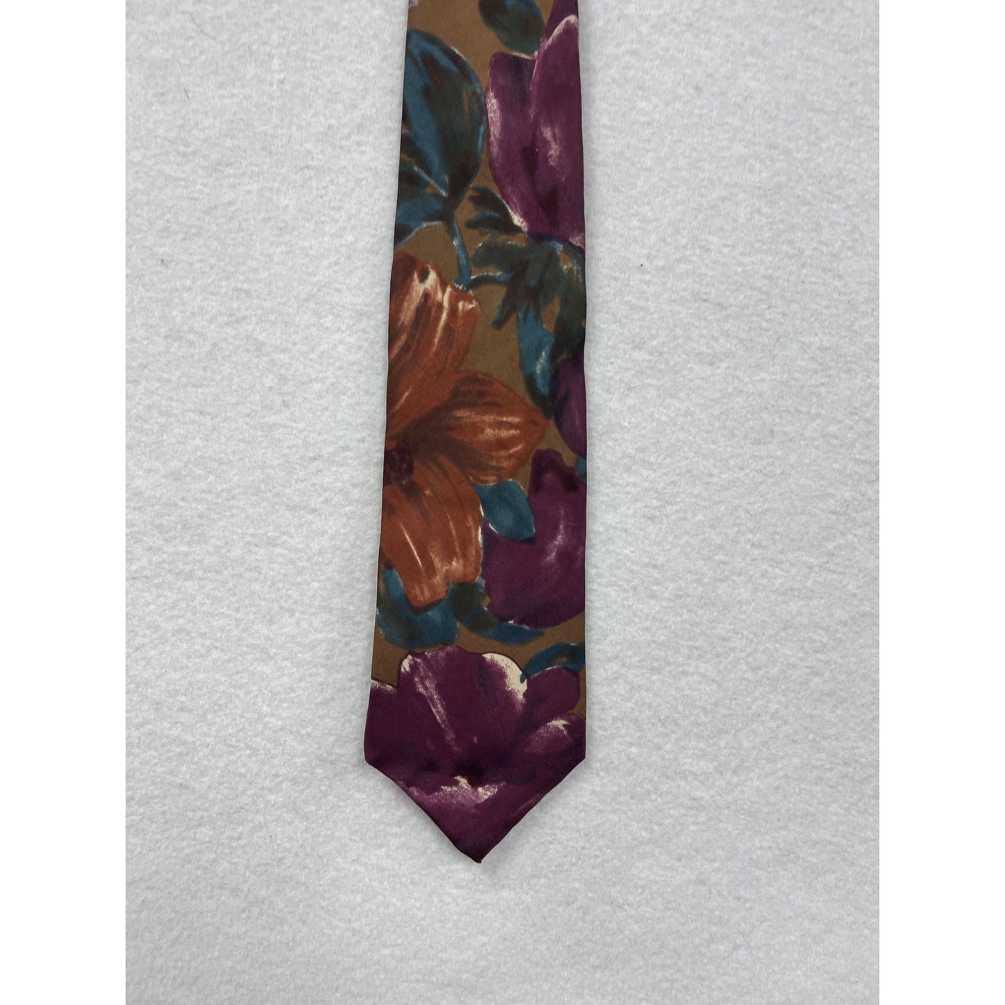 Mens Hunting Horn Floral Print Tie 100% Silk Multicolor Made In USA #6888