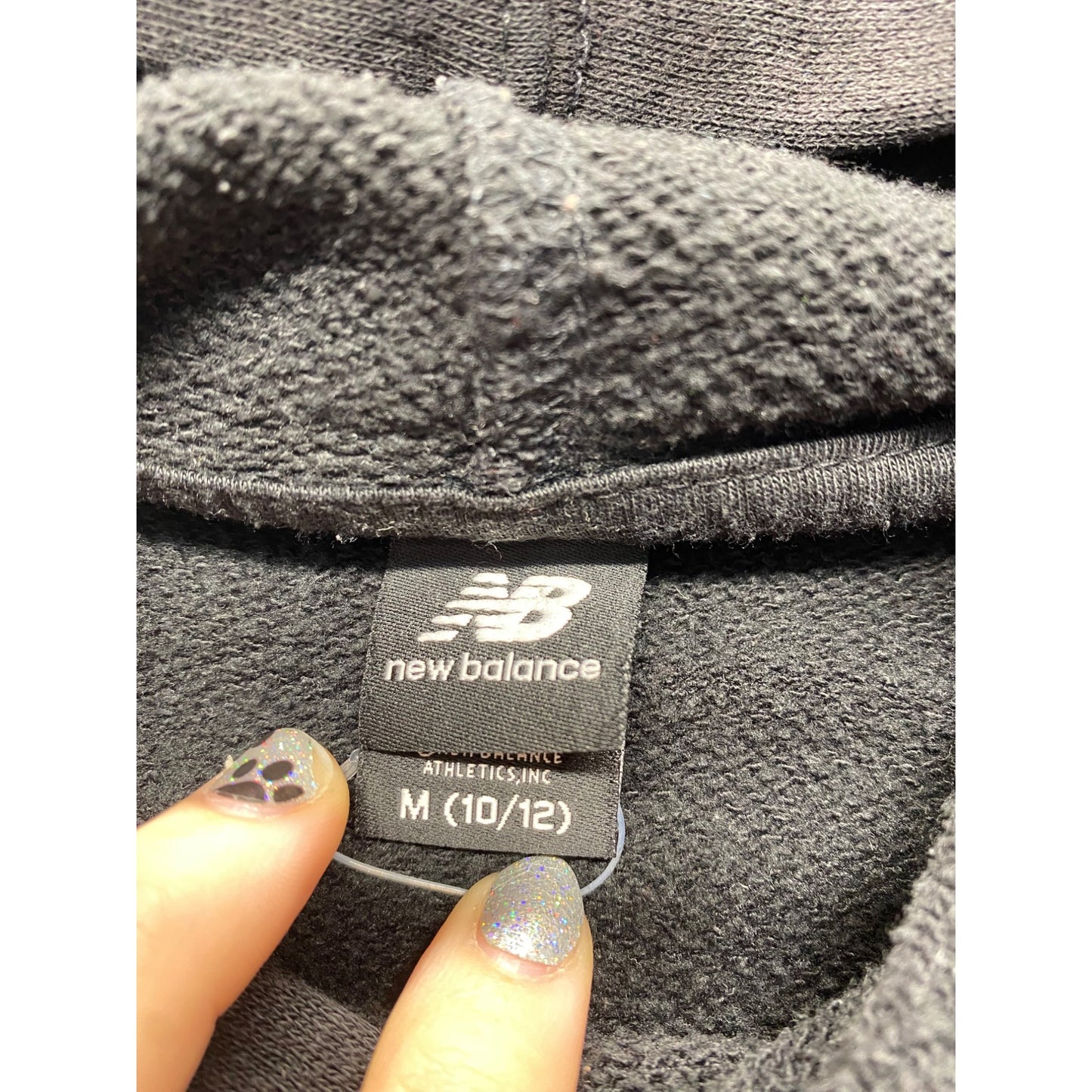 New Balance Youth Hoodie Black Cotton/Polyester Pullover Kangaroo Pocket #7168