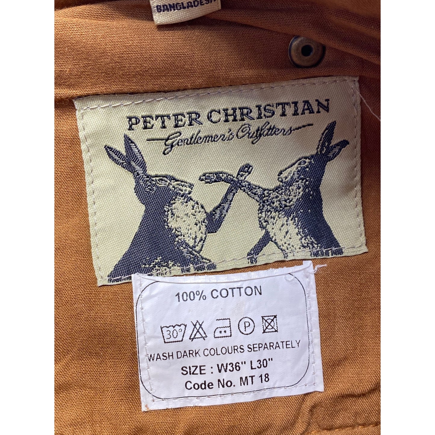 Peter Christian Mens Brown Cotton Trousers W36 L30 Casual Fit #7362