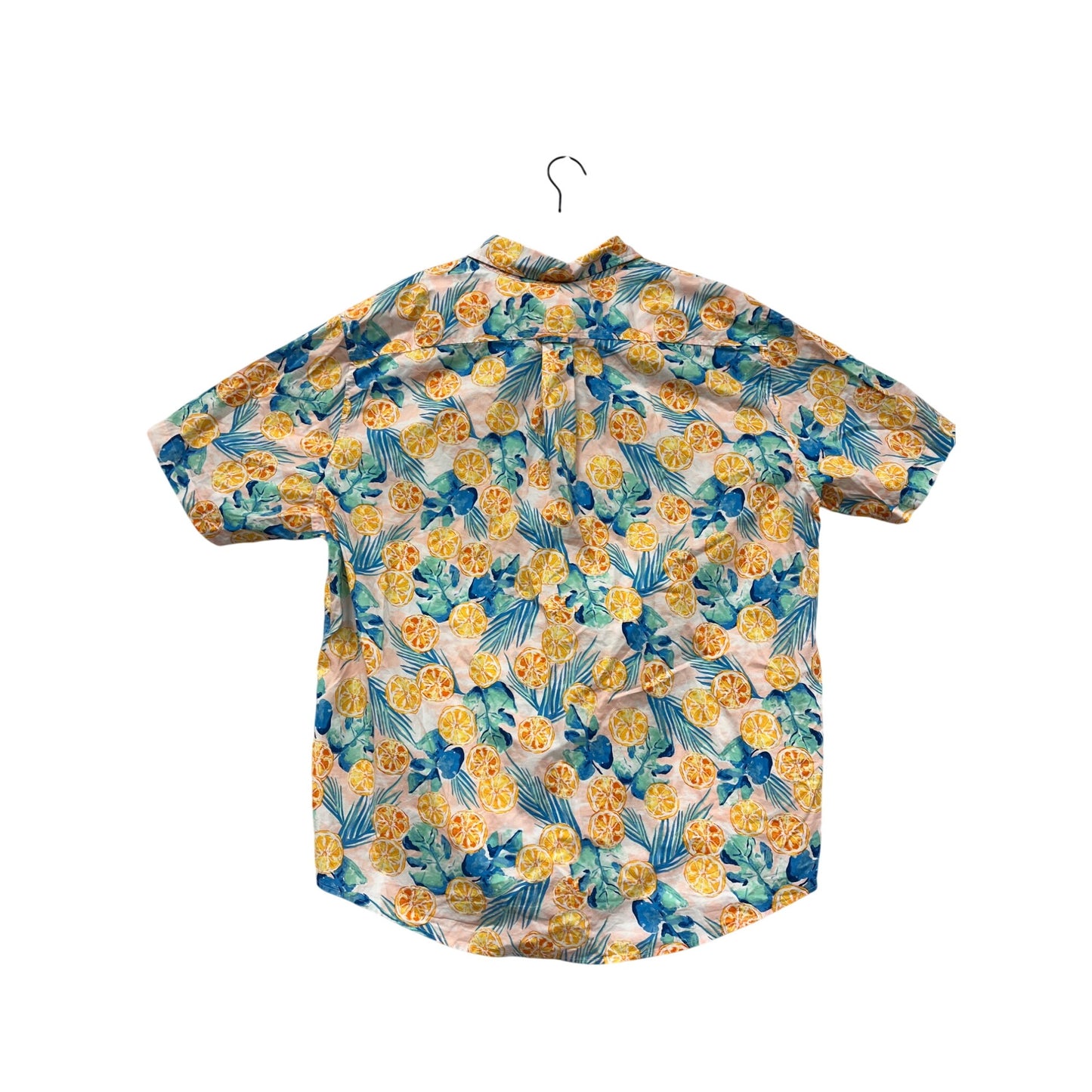 Mens Lands End XL Tropical Citrus Print Short Sleeve Button-Up Shirt #6763