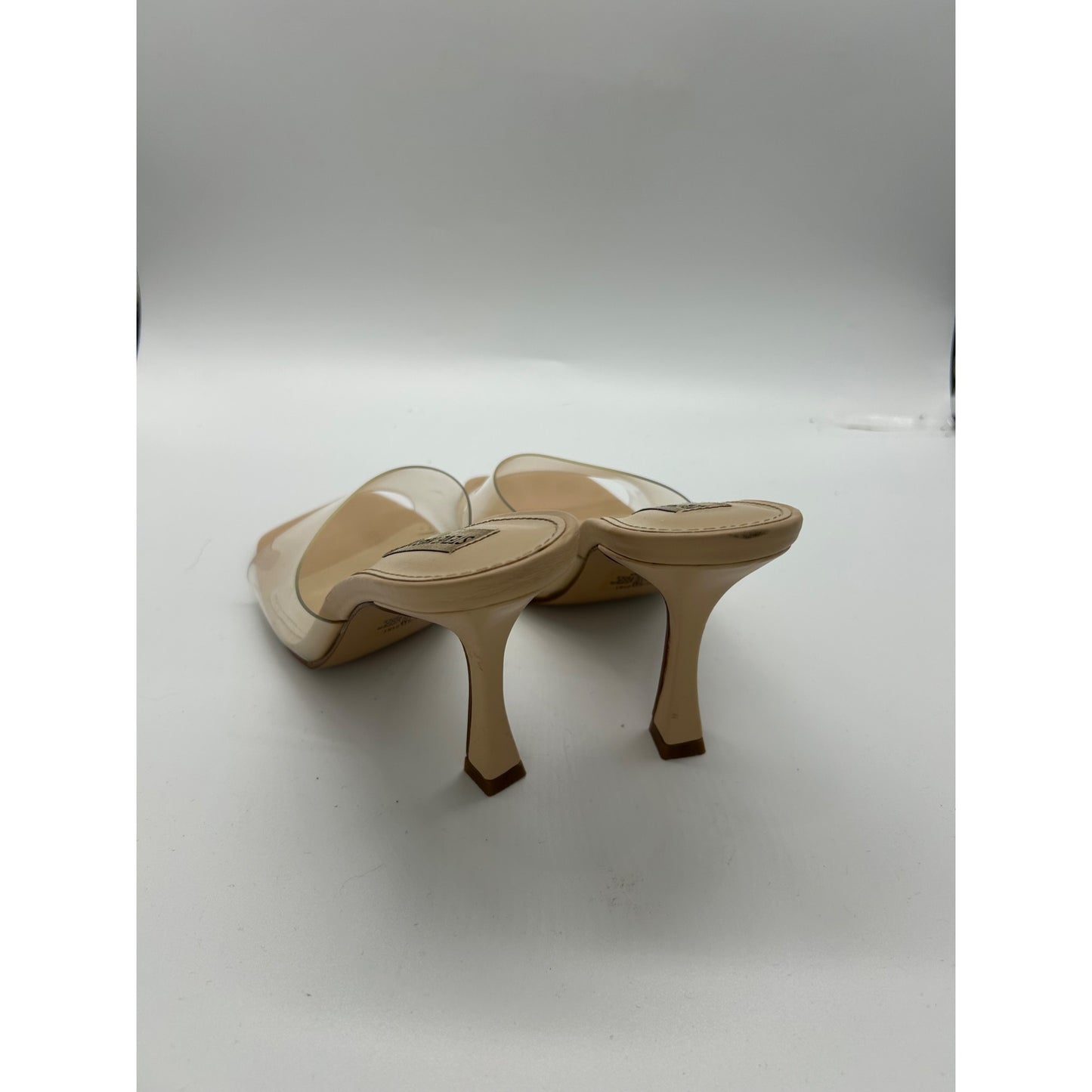 Steve Madden Clear Strap Square Toe Heeled Sandals Beige #6658