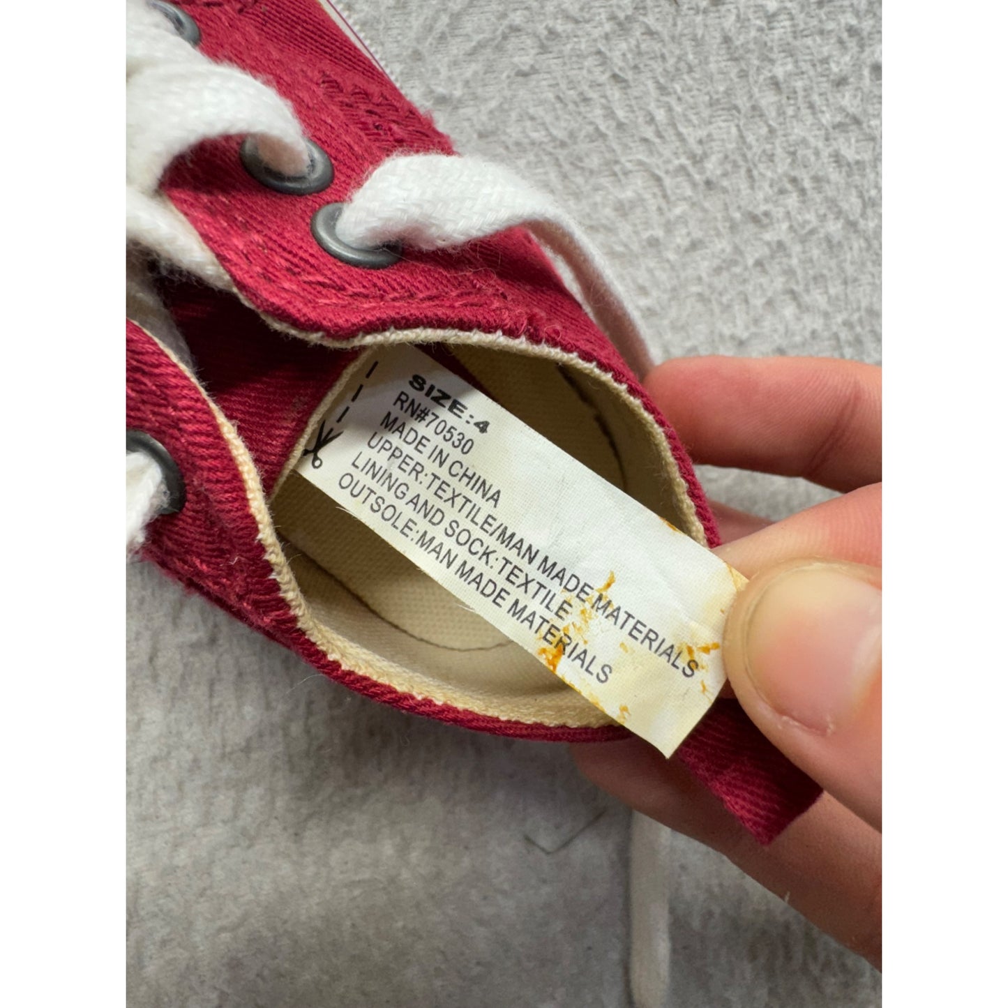 Crazy 8 Red Canvas Baby Sneakers With White Laces & Rubber Soles Size 4 #9625